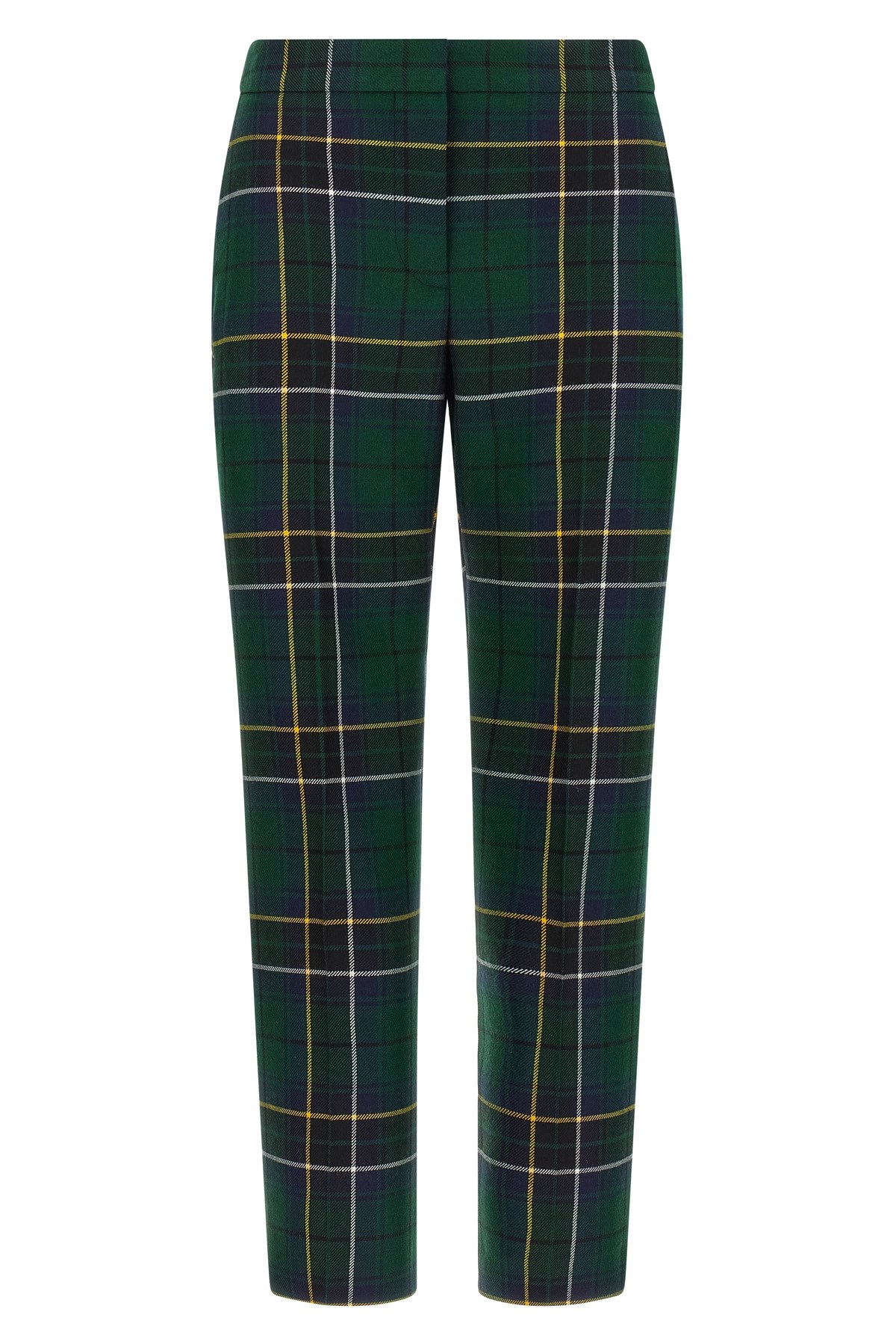 Alexander Mcqueen Plaid Wool Trousers In Green