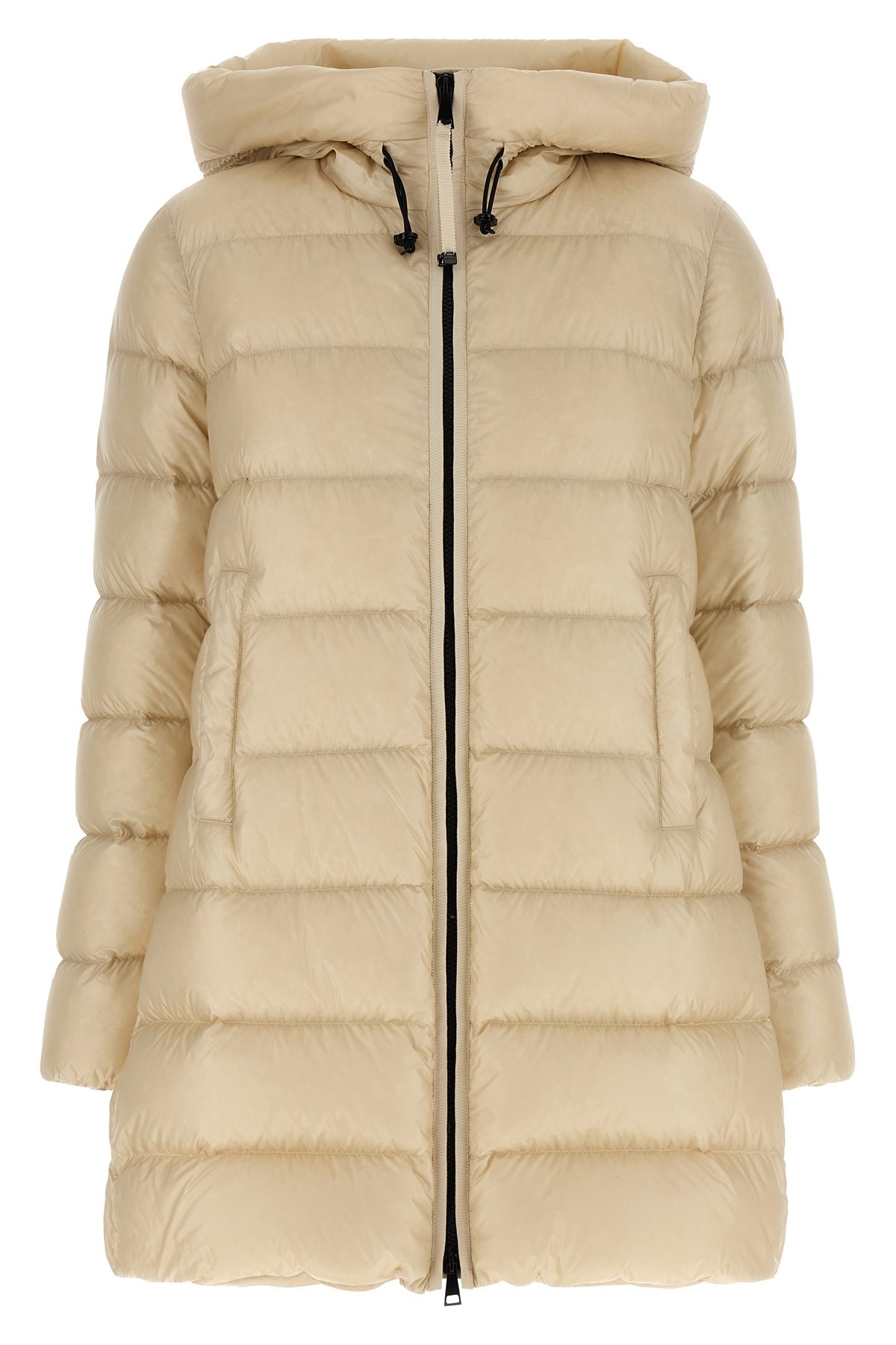 Moncler Suyenne Ivory Polyamide Coat In Sand