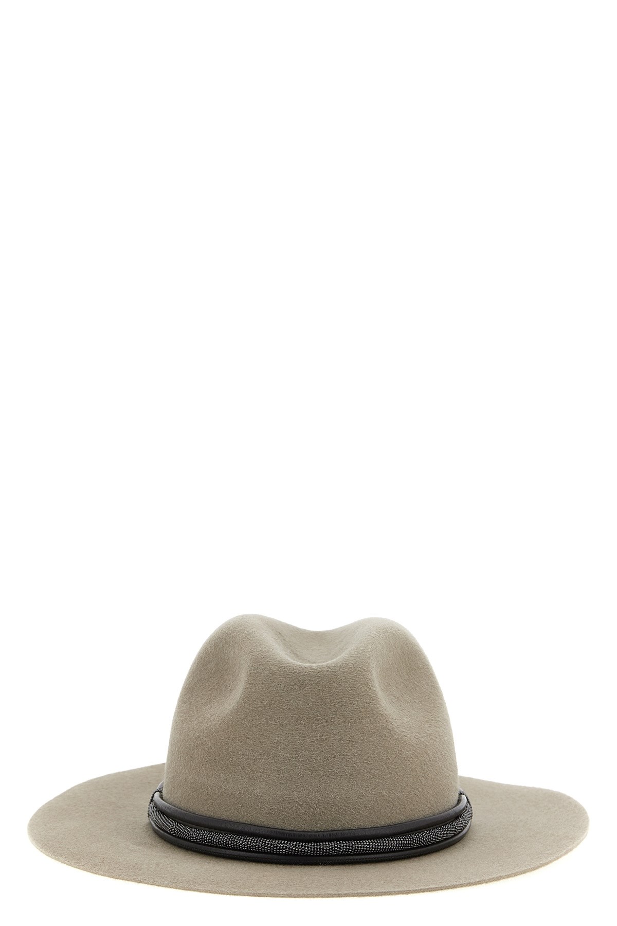 Brunello Cucinelli Jewel Leather Hat In Gray