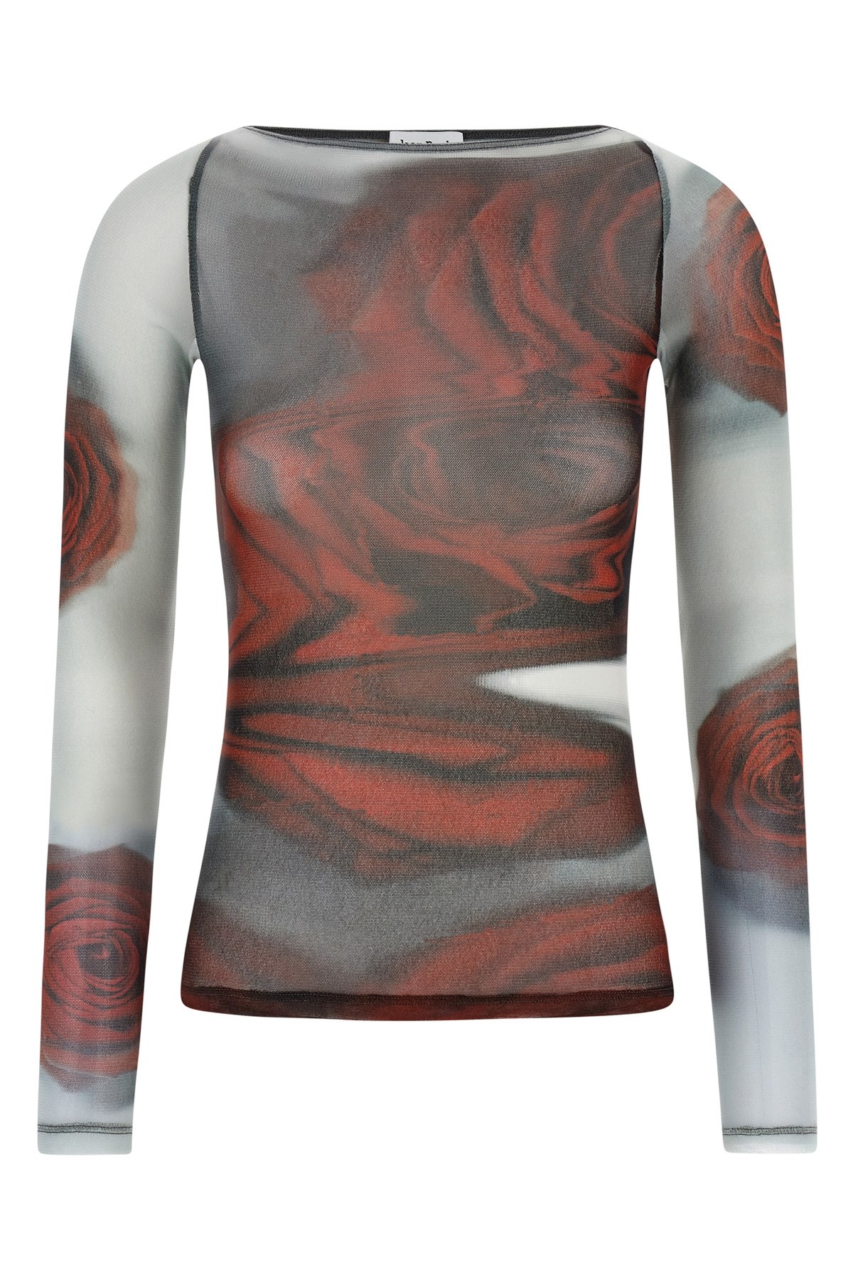 Jean Paul Gaultier Women Blurry Roses Medaillon Print Mesh Boat Neck Top In Multi