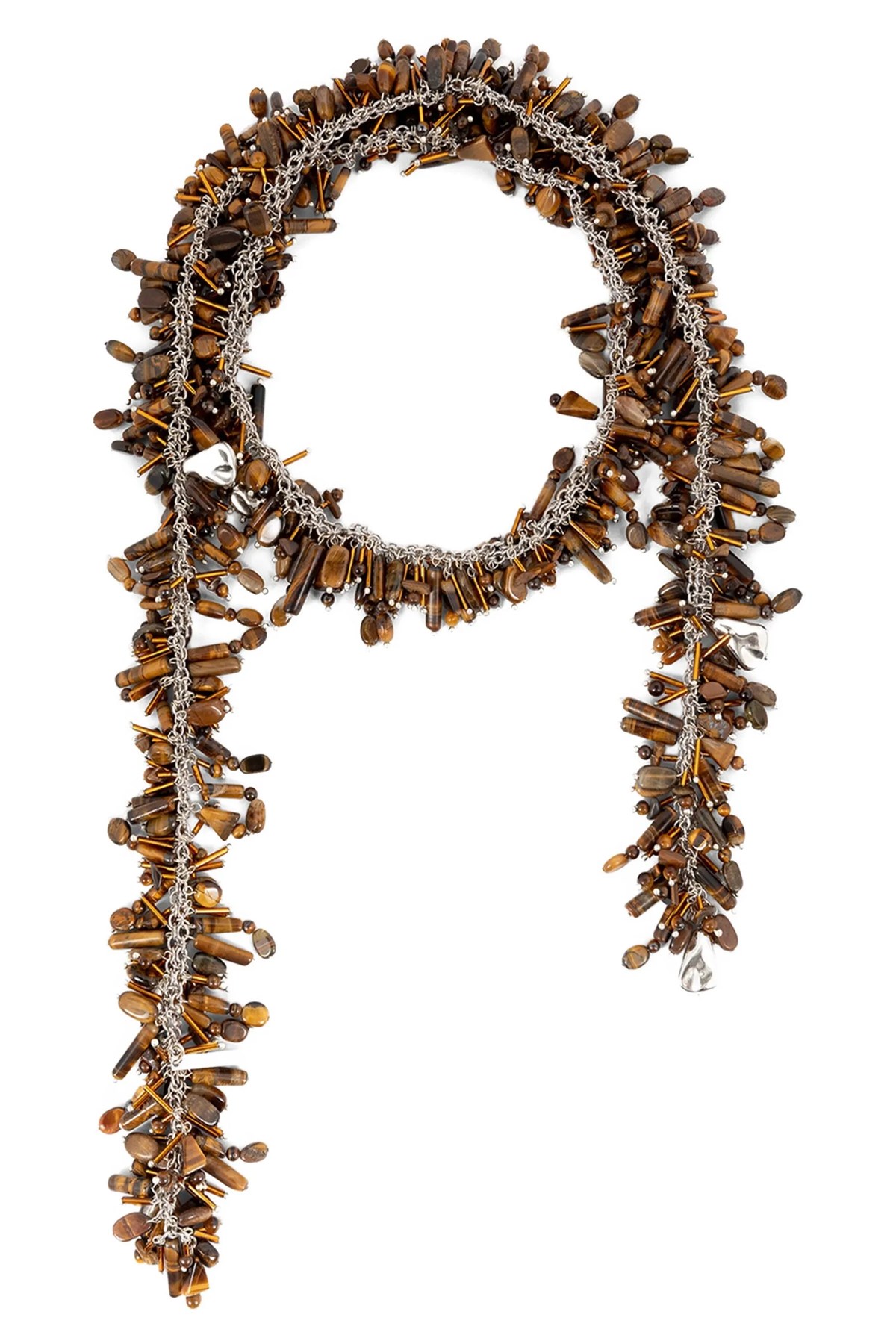 Dries Van Noten Adjustable Beaded Multi-strand Necklace In Brown