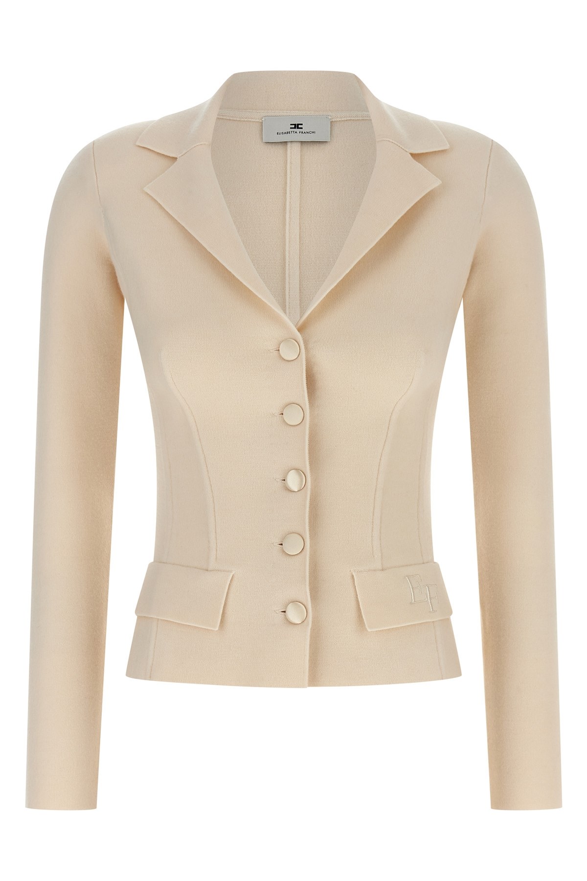 Elisabetta Franchi Fabric-stitch Wool Blazer Blazers White In White