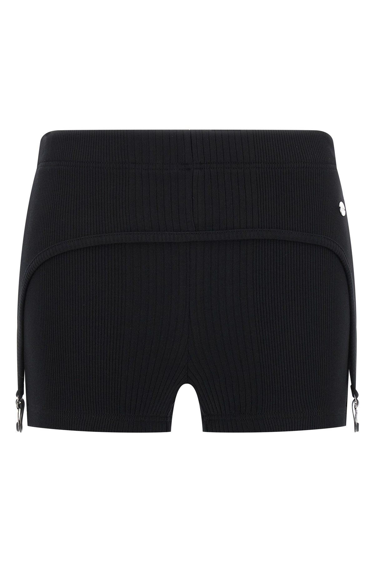 Jean Paul Gaultier Cotton Ribbed Mini Short With Lingerie Garter Clothing In Black