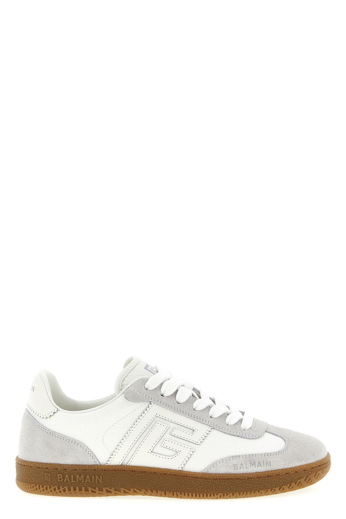 Balmain Swan Low-top Sneakers With Suede Accents In White