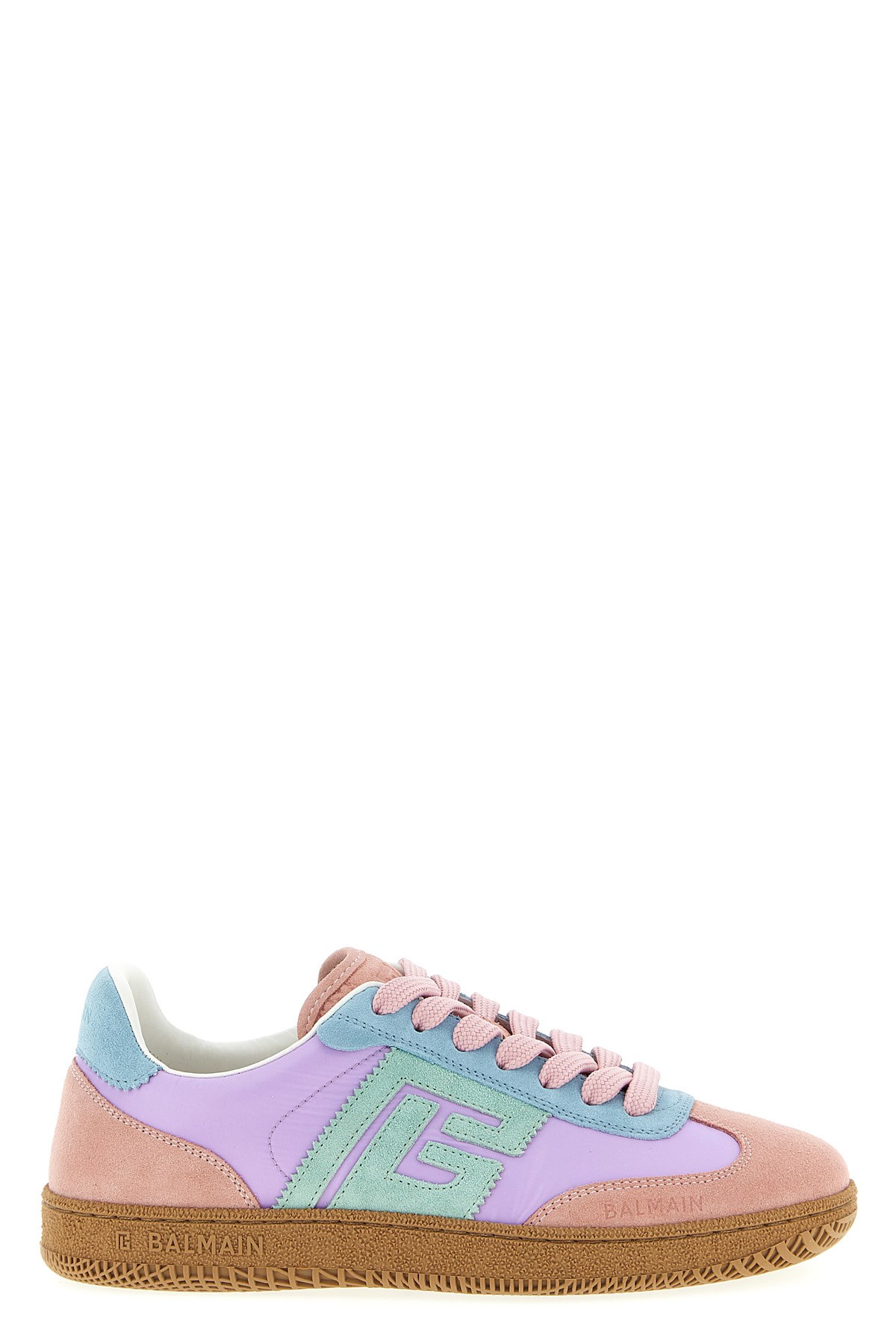 Balmain Swan Suede Rubber Sole Sneakers In Multi