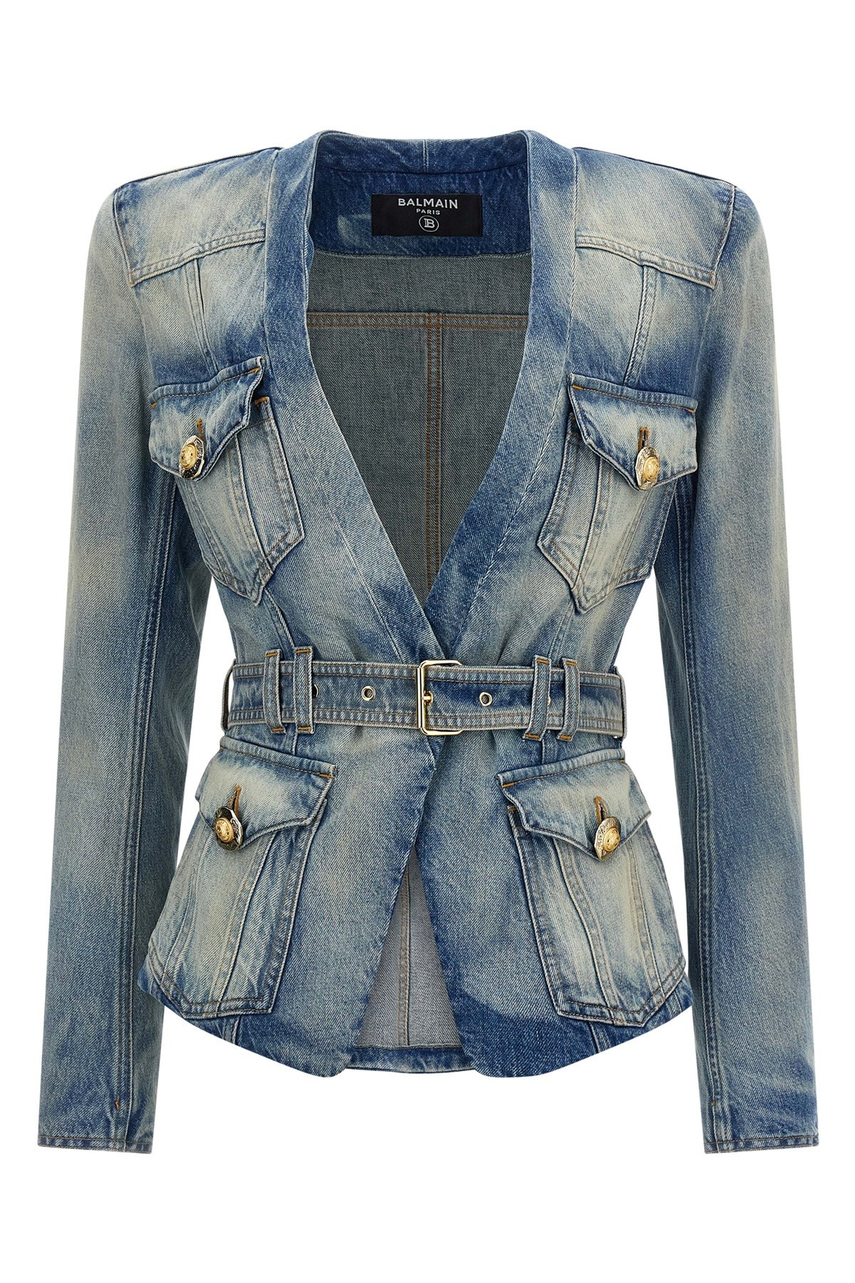Balmain Denim Blazer In Blue