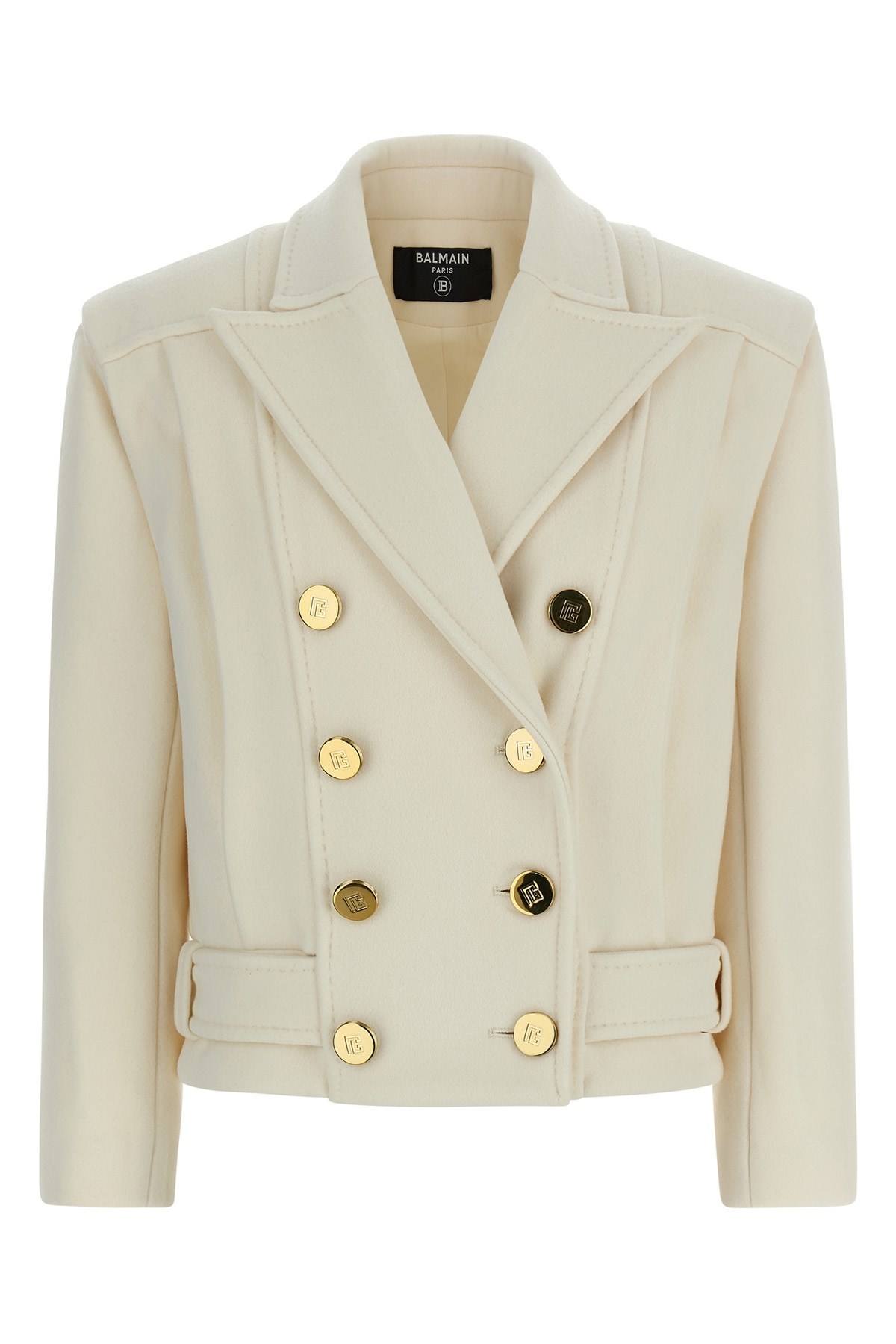 Balmain Double-breasted Coat Coats And Trench Coats White In Neutral
