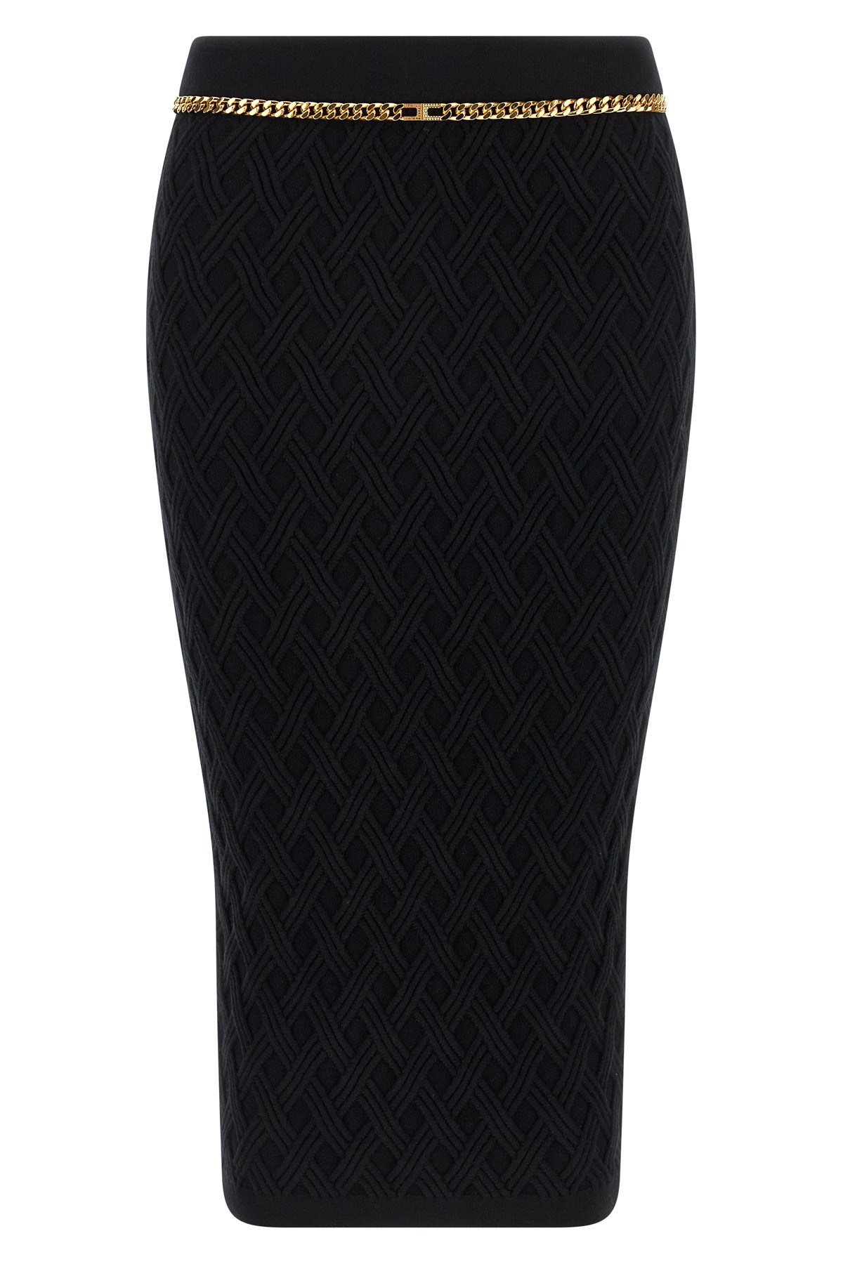 Elisabetta Franchi Chain-embellished Geometric Midi Skirt In Black