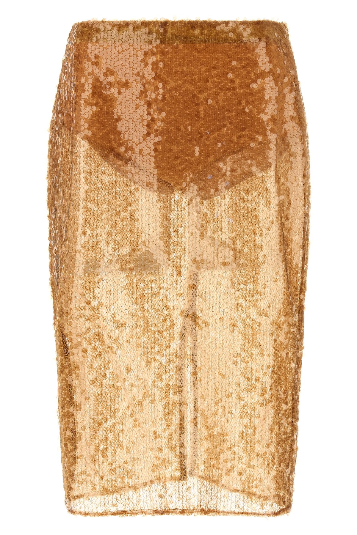 Elisabetta Franchi Sequin Embellished High Waist Skirt In Sand
