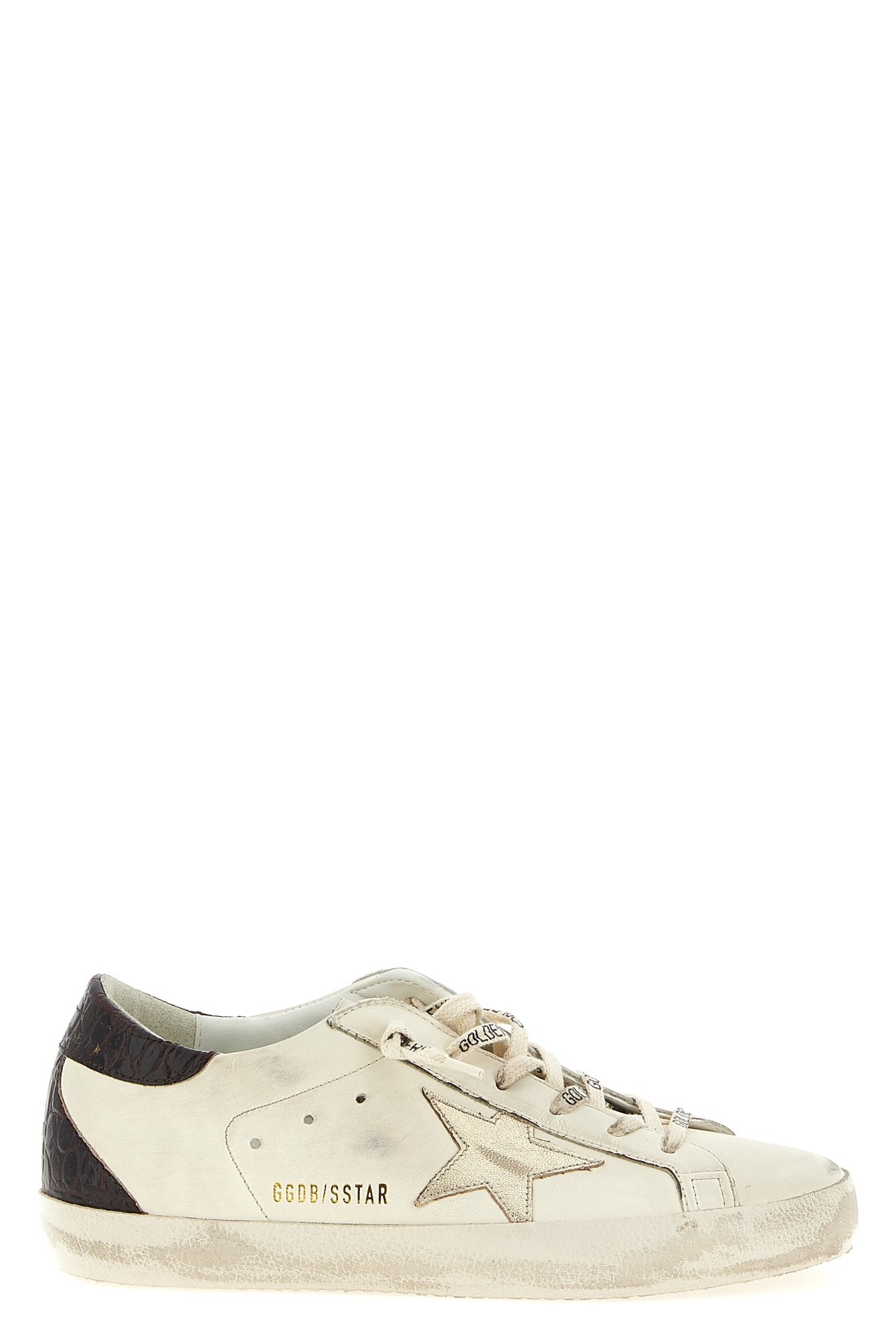 Golden Goose Women 'super-star' White Low Top Sneakers With Embossed Logo And Contrasting Heel In Le In White
