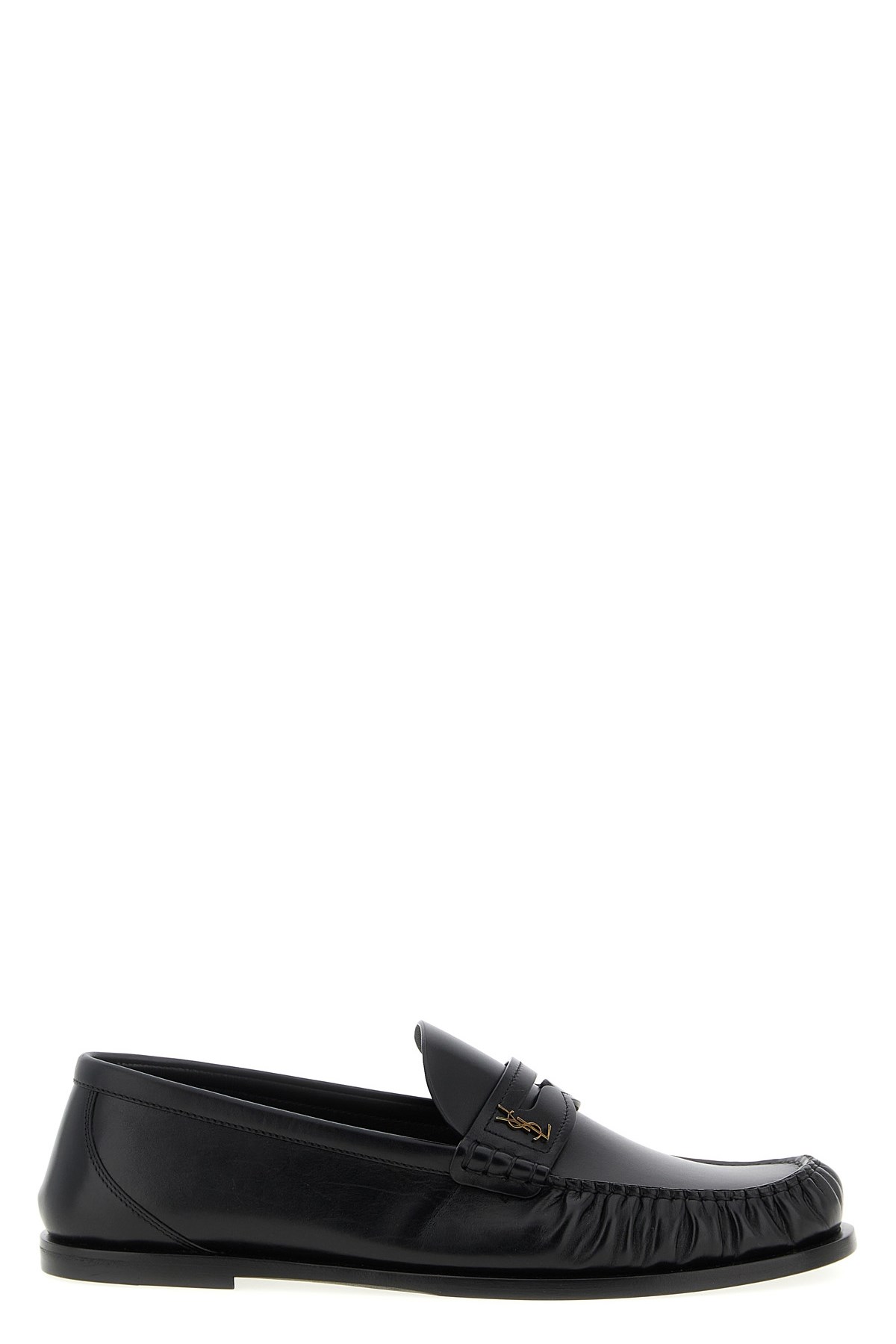 Saint Laurent Laurent Logo-embellished Leather Penny Loafers In Black