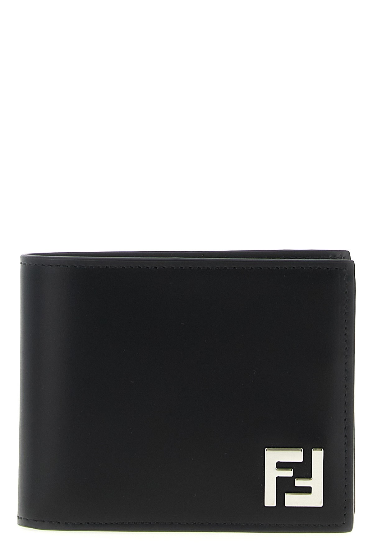 Fendi Ff Print Leather Bi-fold Wallet Accessories In Black