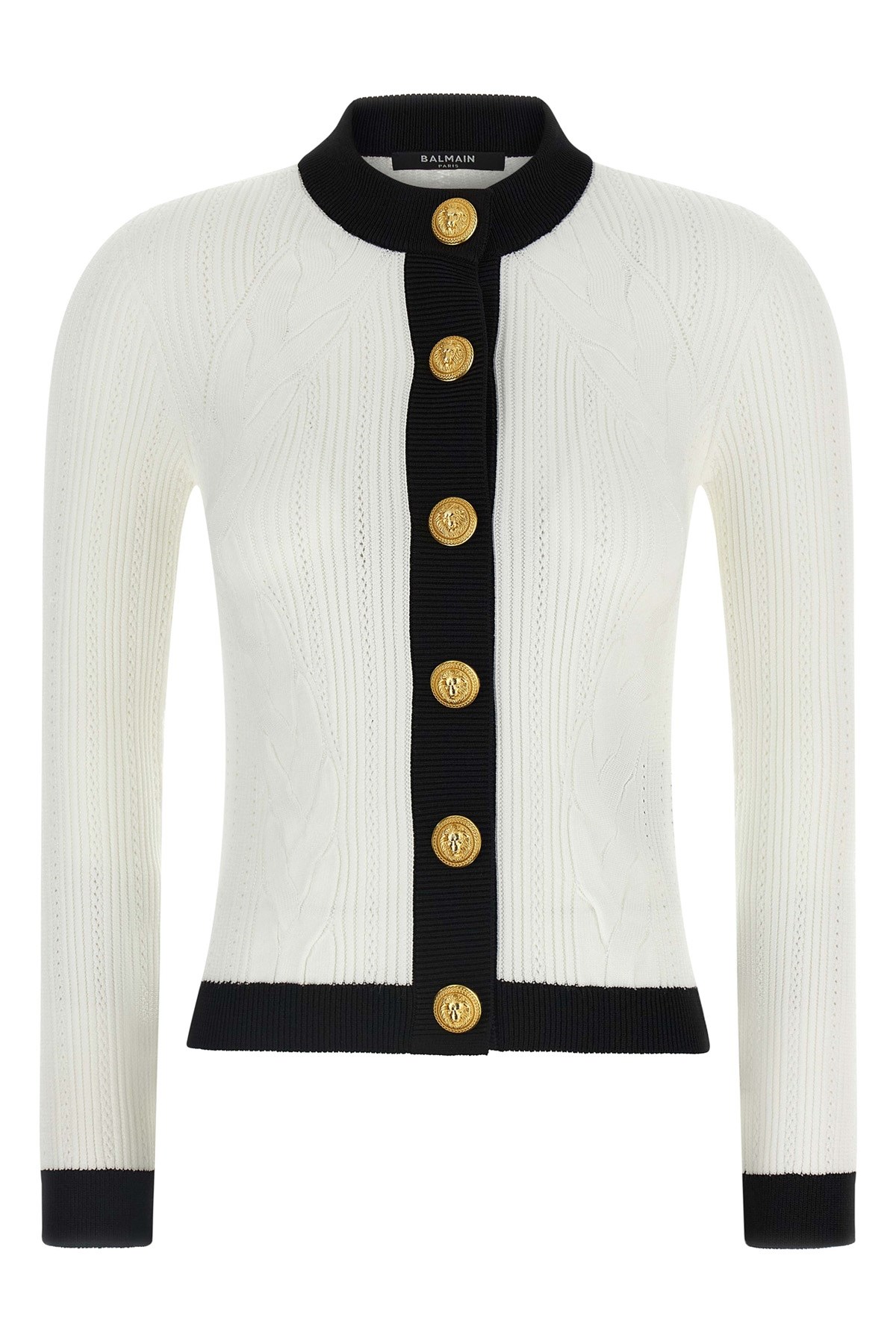 Balmain Two-tone Cardigan Sweaters And Cardigans White/black In Gray