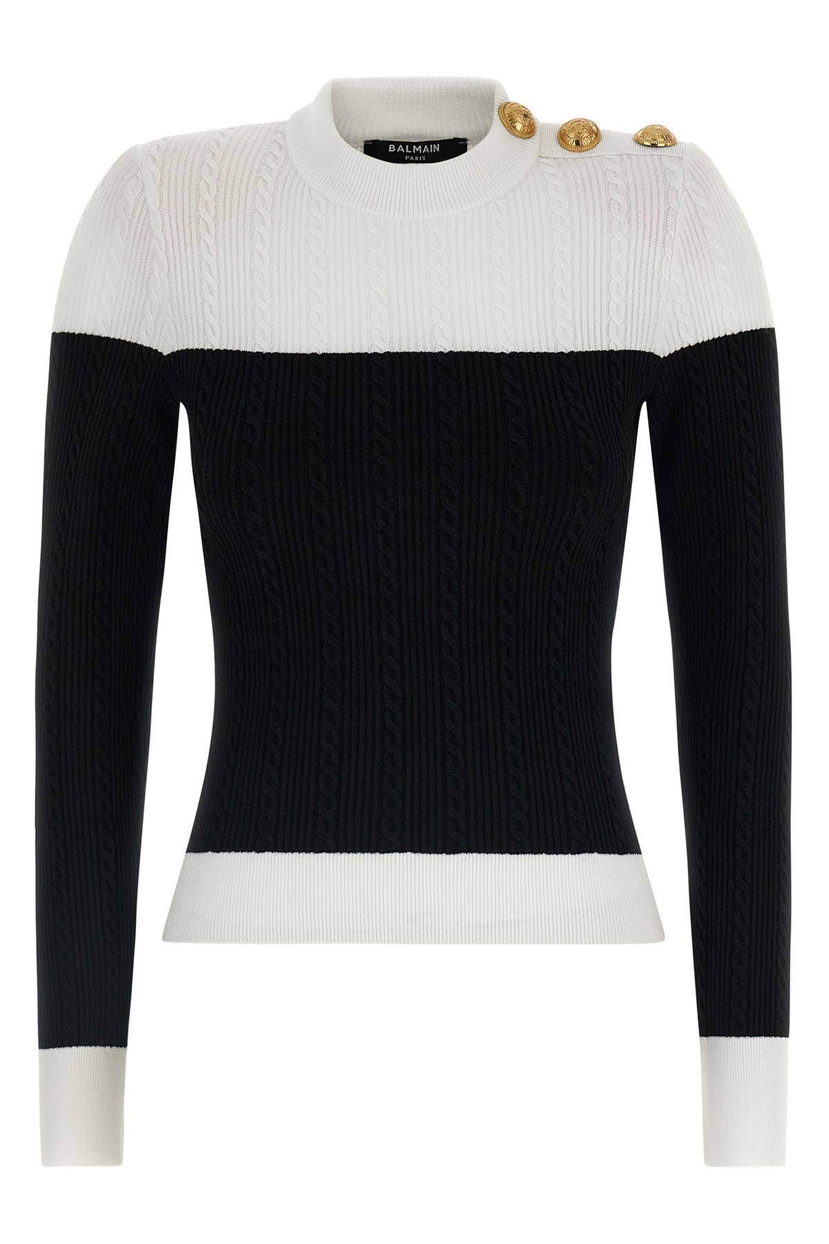 Balmain Slim-fit Two-tone Knitted Top In Multi