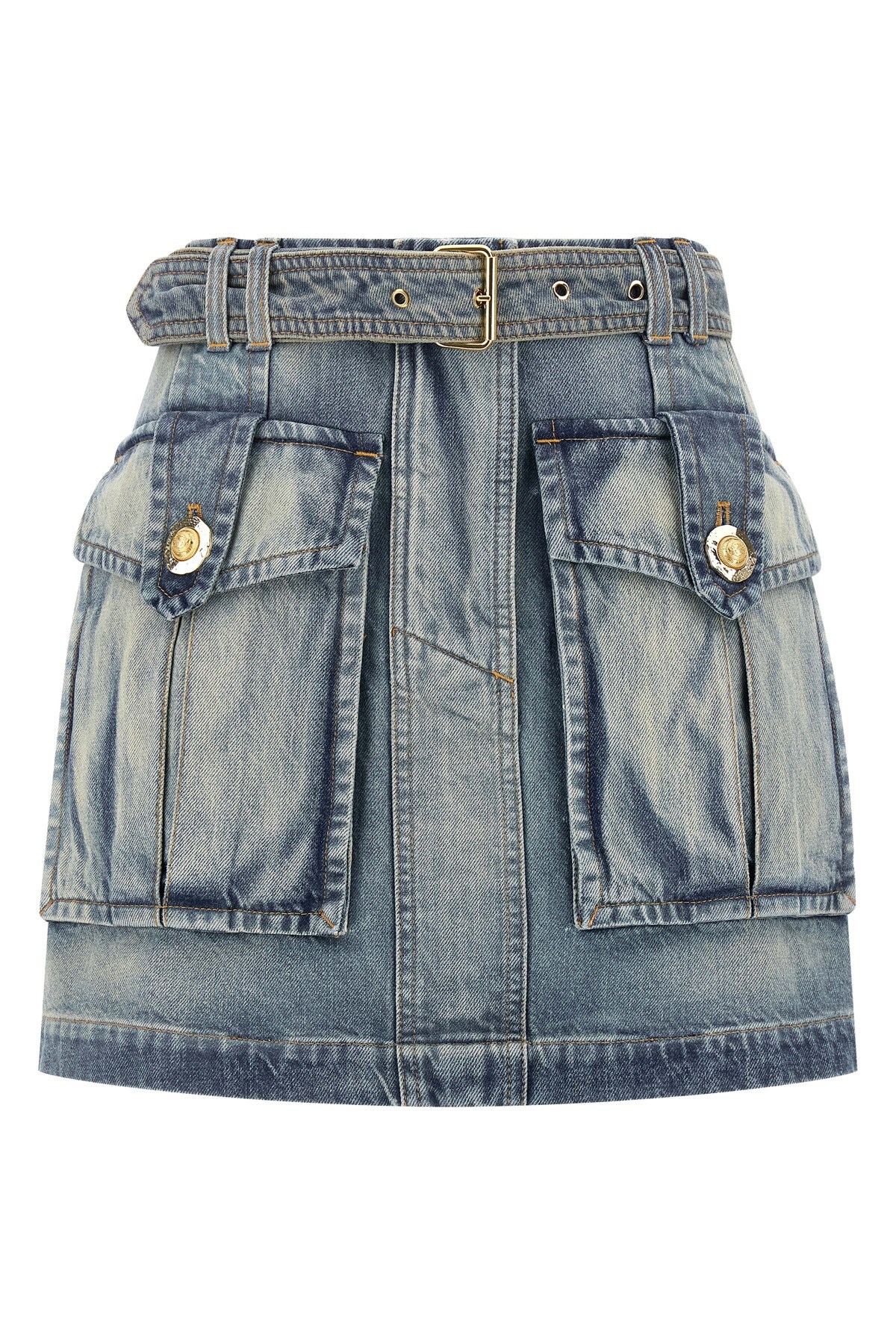 Balmain Cargo Pocket Skirt In Blue