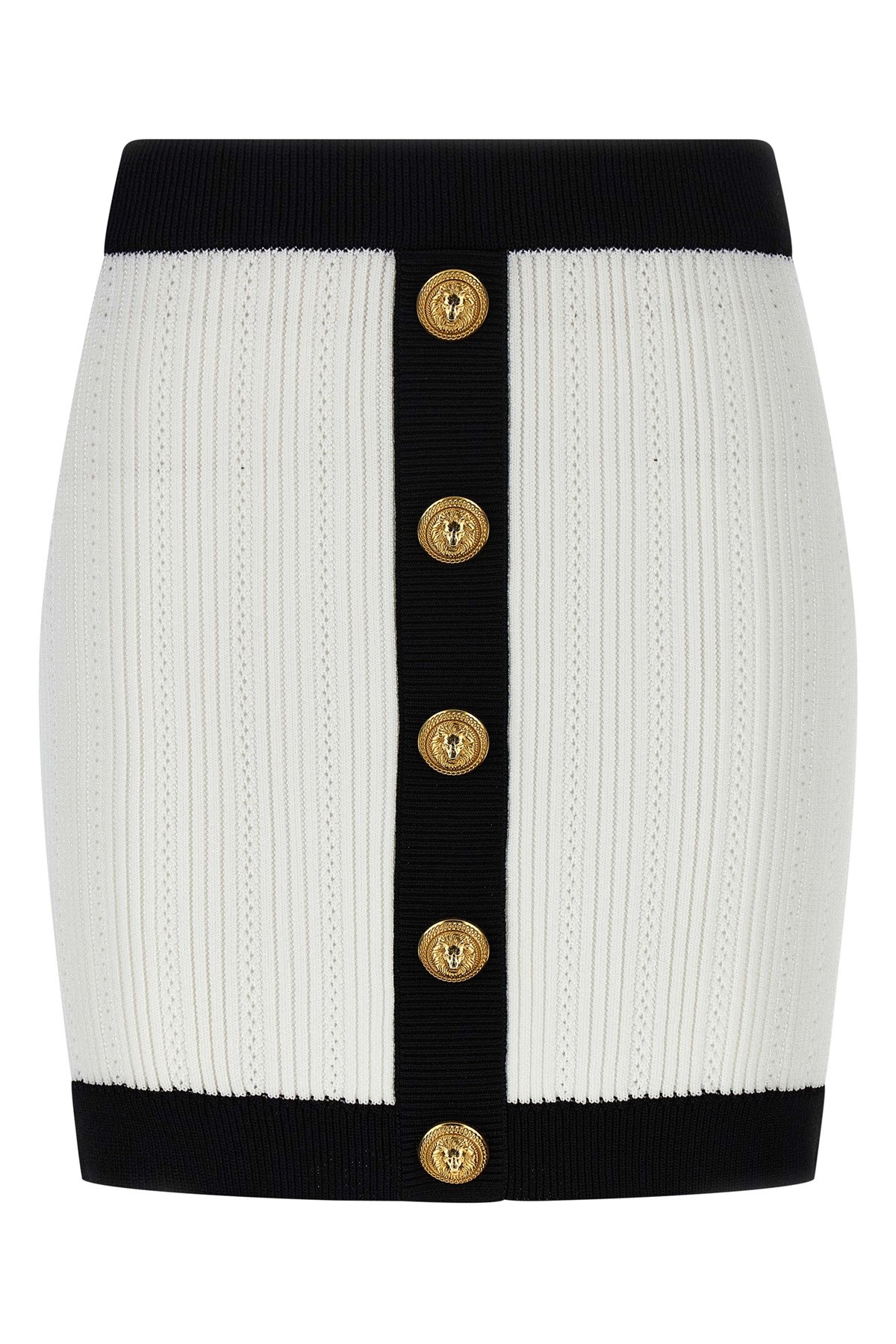Balmain Mini Skirt In White Viscose Blend In Multi