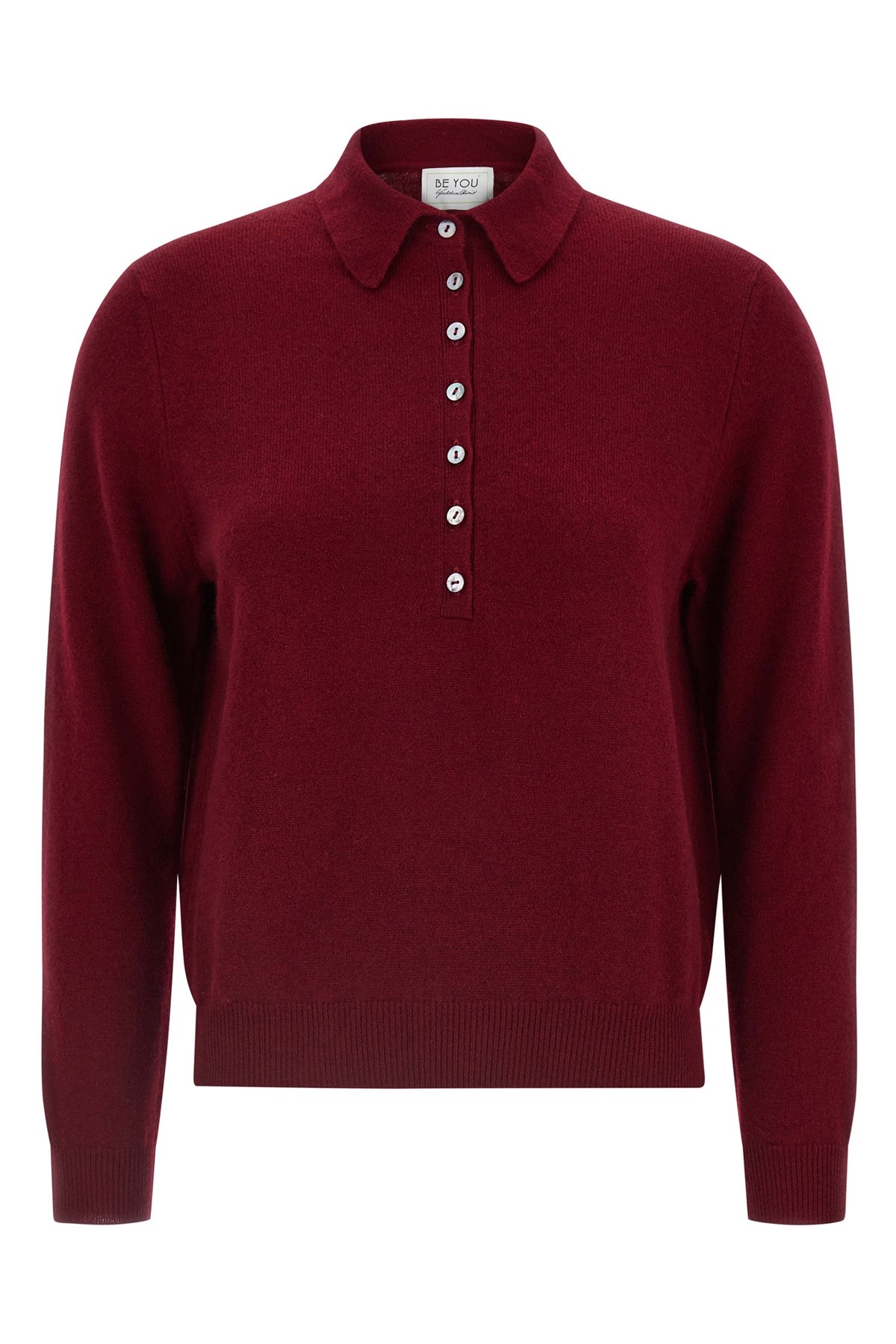 Be You Cashmere Polo Shirt In Burgundy