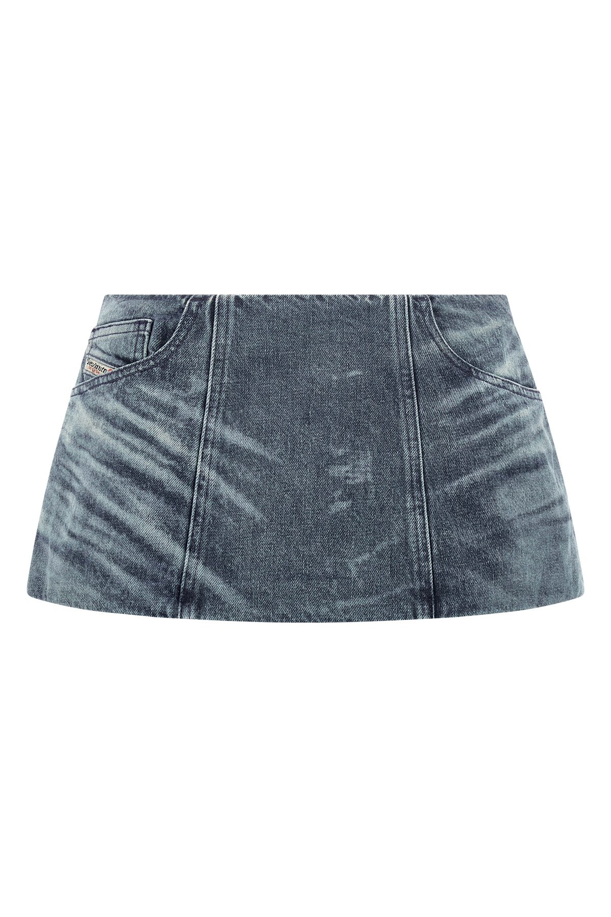 Diesel De-nora Denim Mini Skirt In Blue