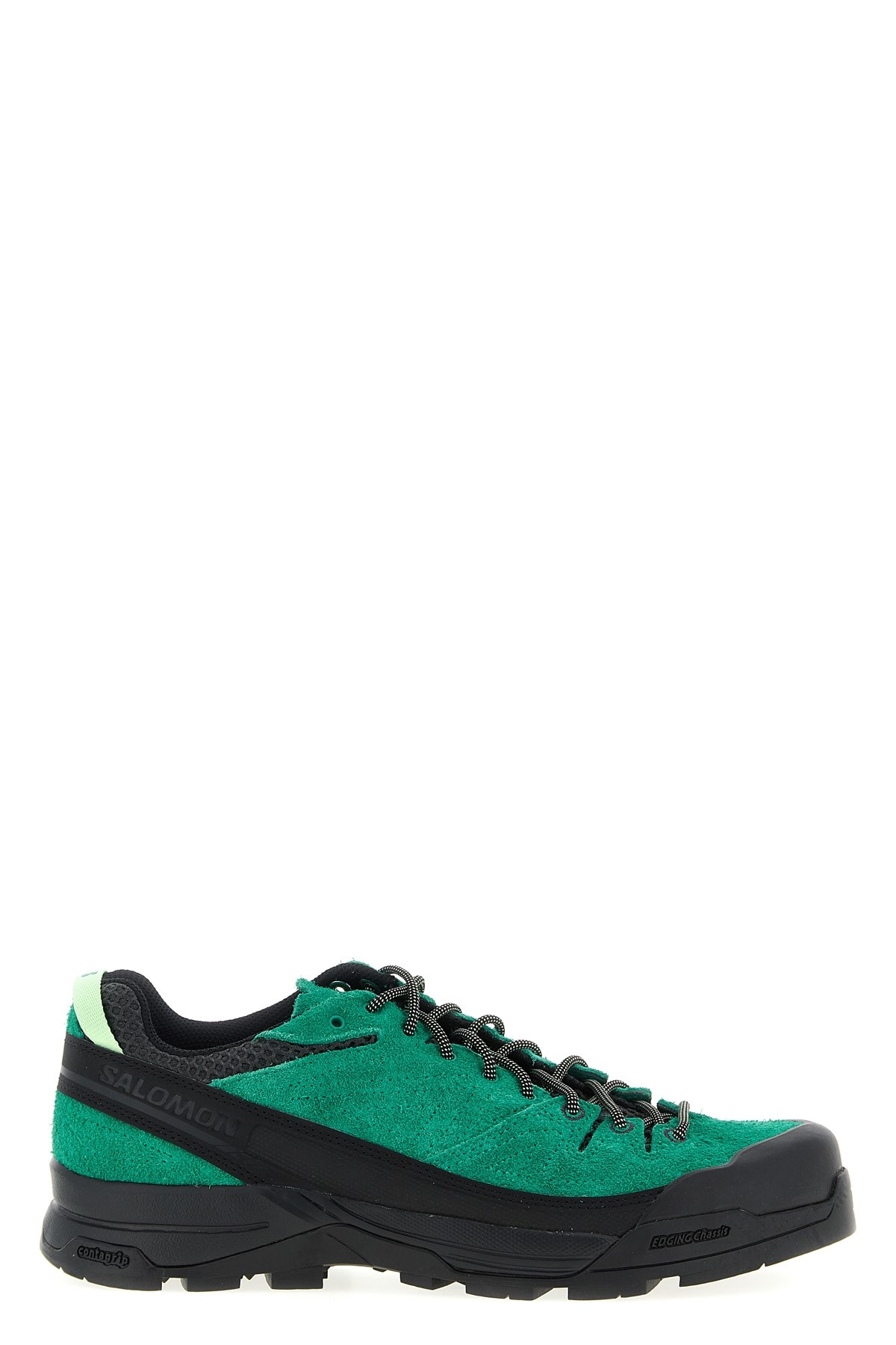 Salomon Suede Mesh Sneakers Pull Tab Rubber Sole In Green