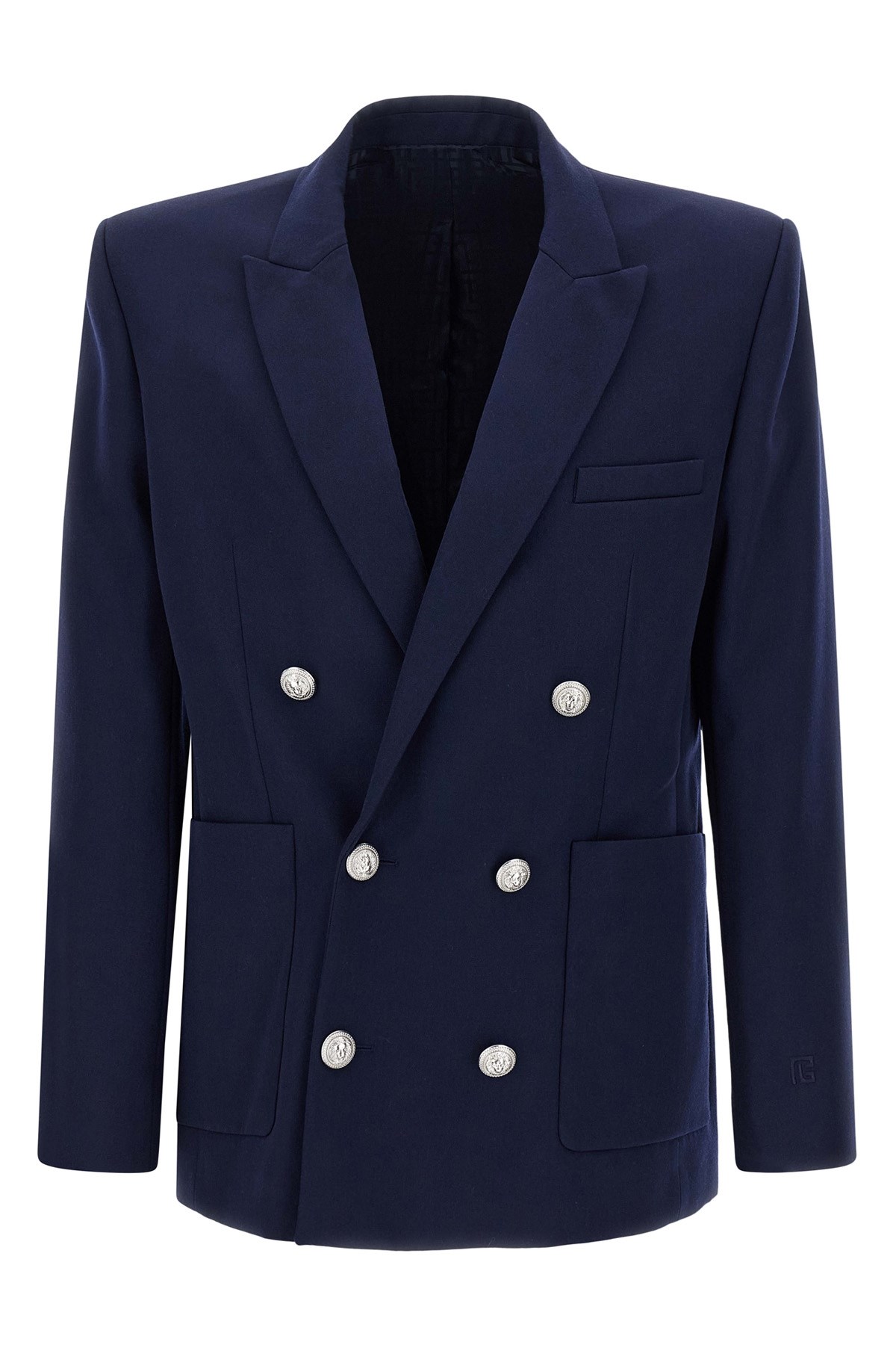 Balmain Blazer Double-breasted Silver Buttons In Blue