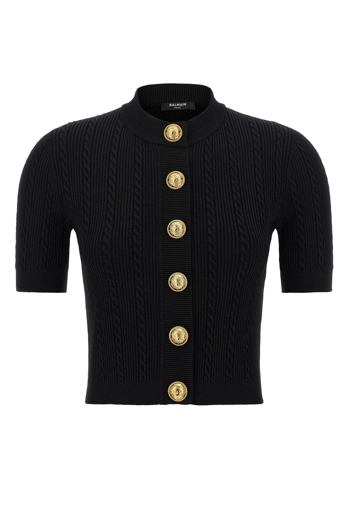 Balmain Short Sleeve Cardigan Sweaters And Cardigans Black In Black
