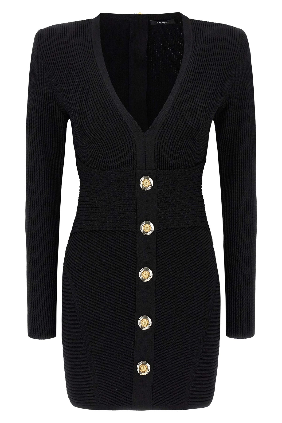 Balmain Short Dress In Black Viscose Blend In Black