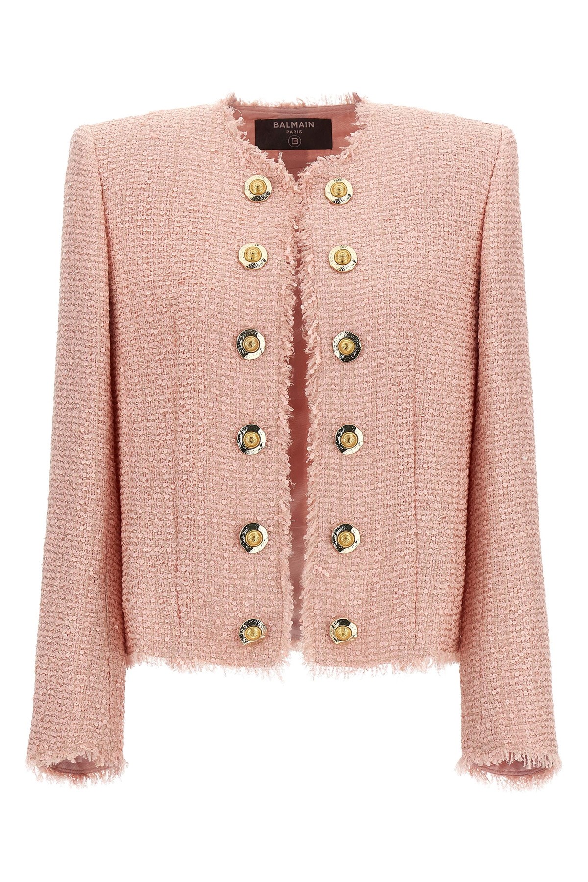Balmain Women Sequin Tweed Blazer In Pink