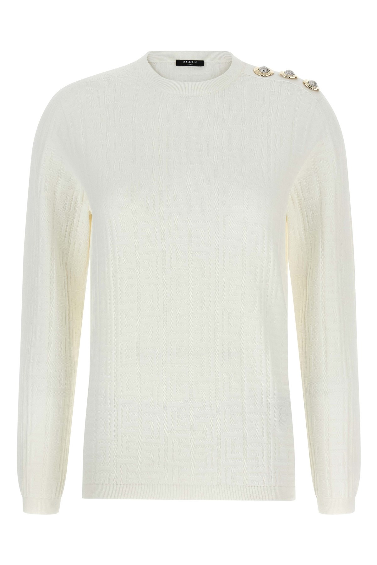 Balmain Maxi Shoulder Top Sweaters And Cardigans White In White