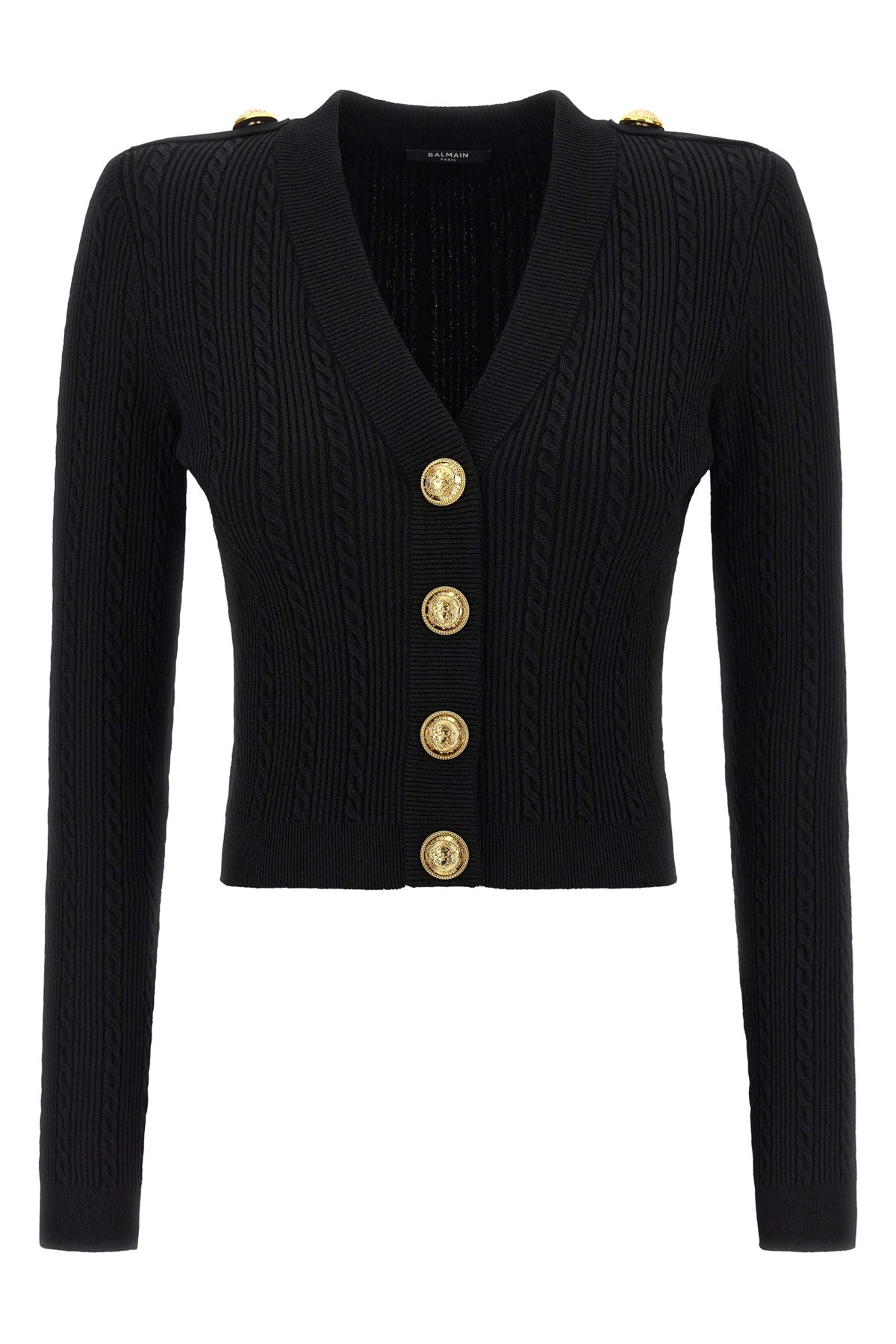 Balmain Twisted Knit Cardigan Sweaters And Cardigans Black In Black