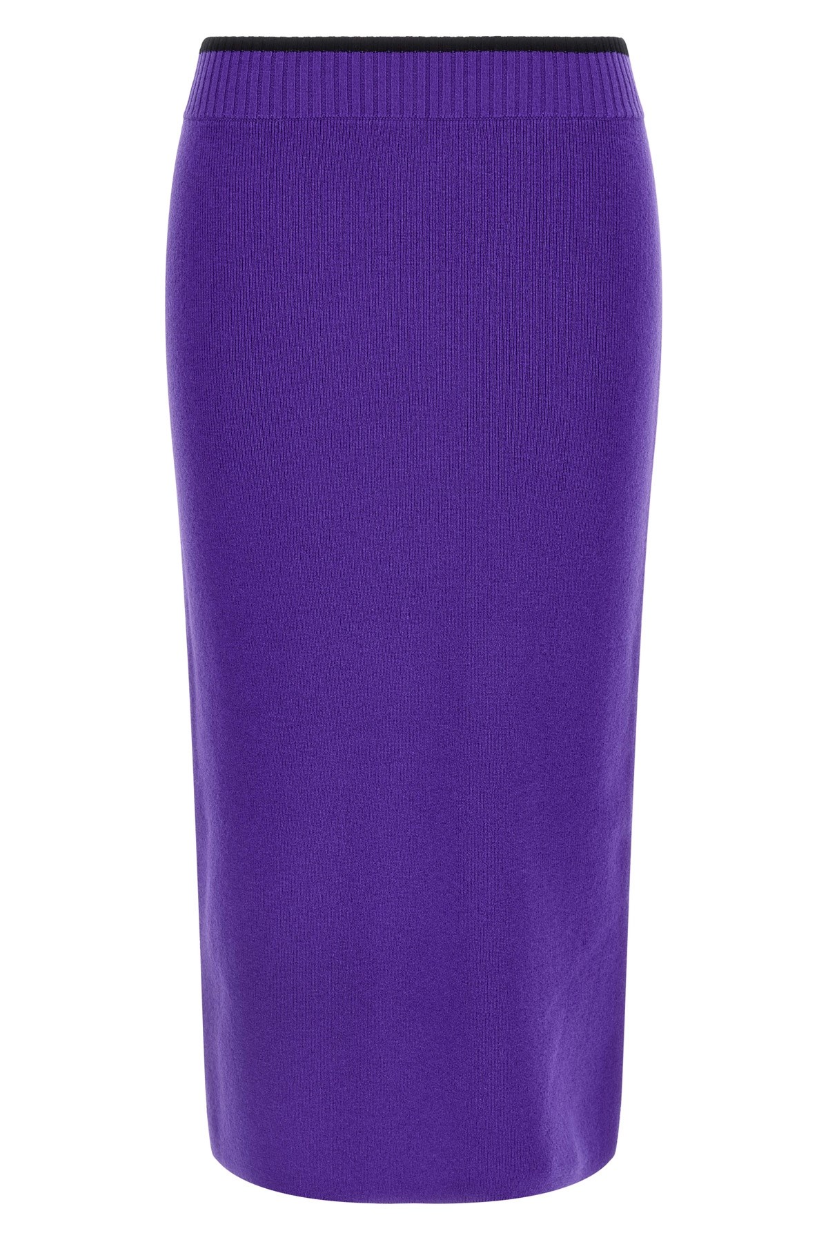 Pinko Fitted Midi Skirt With Ribbed Waistband In Purple