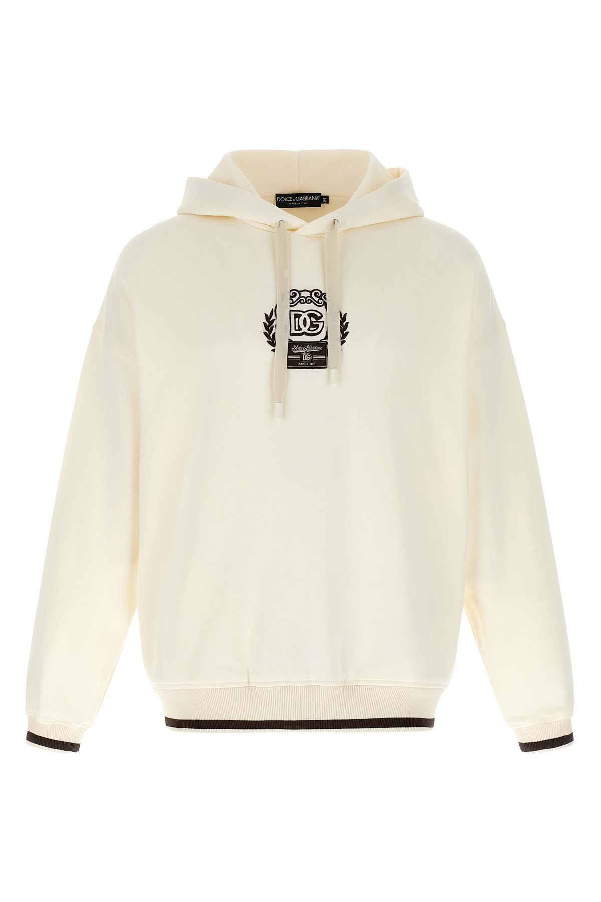 Dolce & Gabbana Logo Embroidery Hoodie Sweatshirt White In White