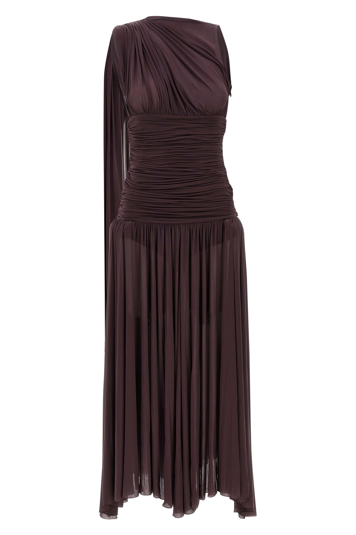 Magda Butrym One Shoulder Draped Floor-length Dress In Burgundy