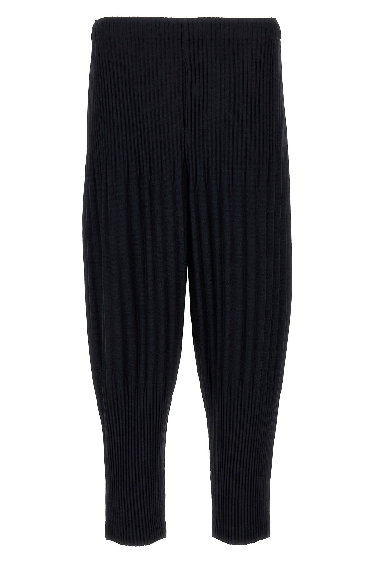Issey Miyake Modern Silhouette Cropped Pleated Trousers In Black