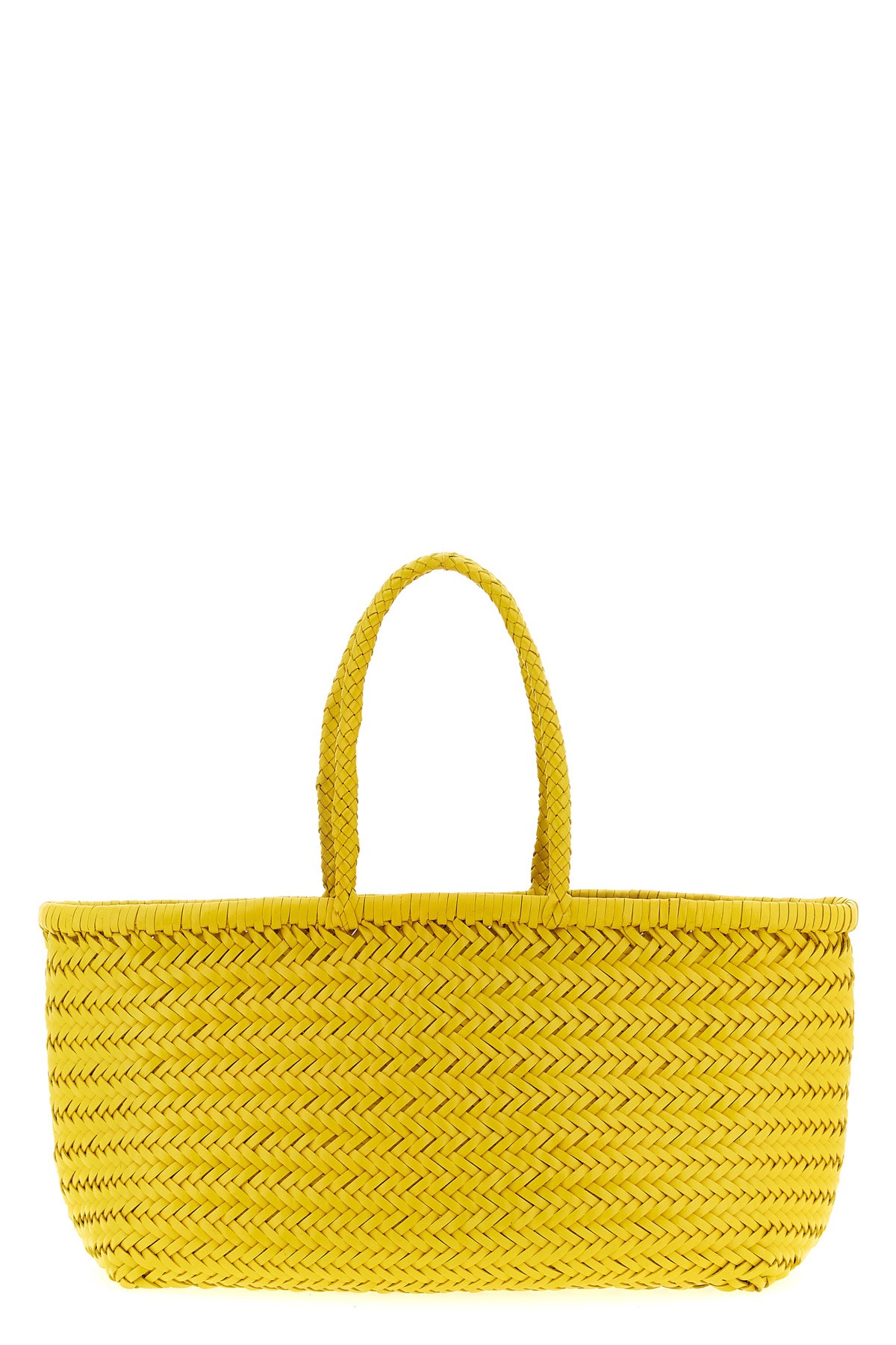 Dragon Diffusion Triple Jump Chevron-weave Shoulder Bag In Yellow