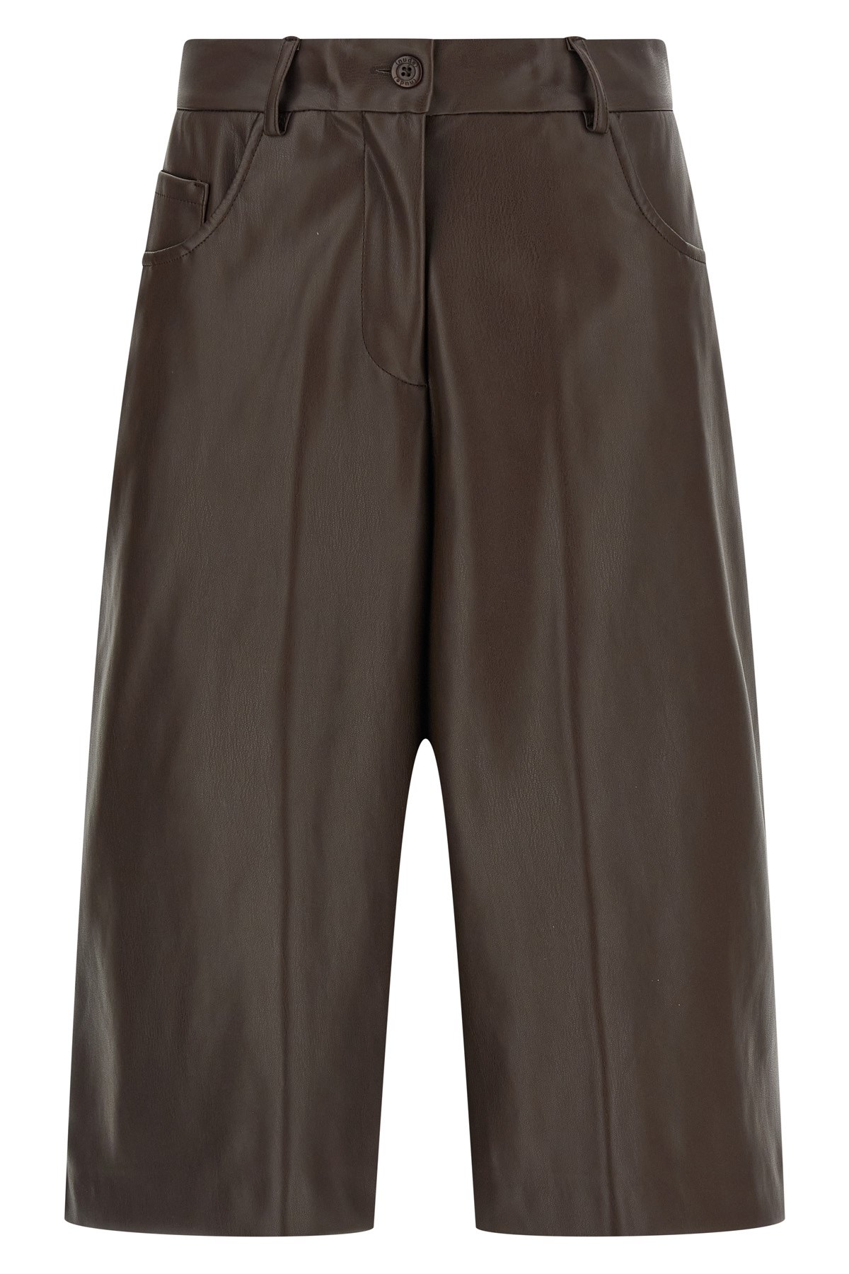 Nude Leather-effect Bermuda Shorts In Brown