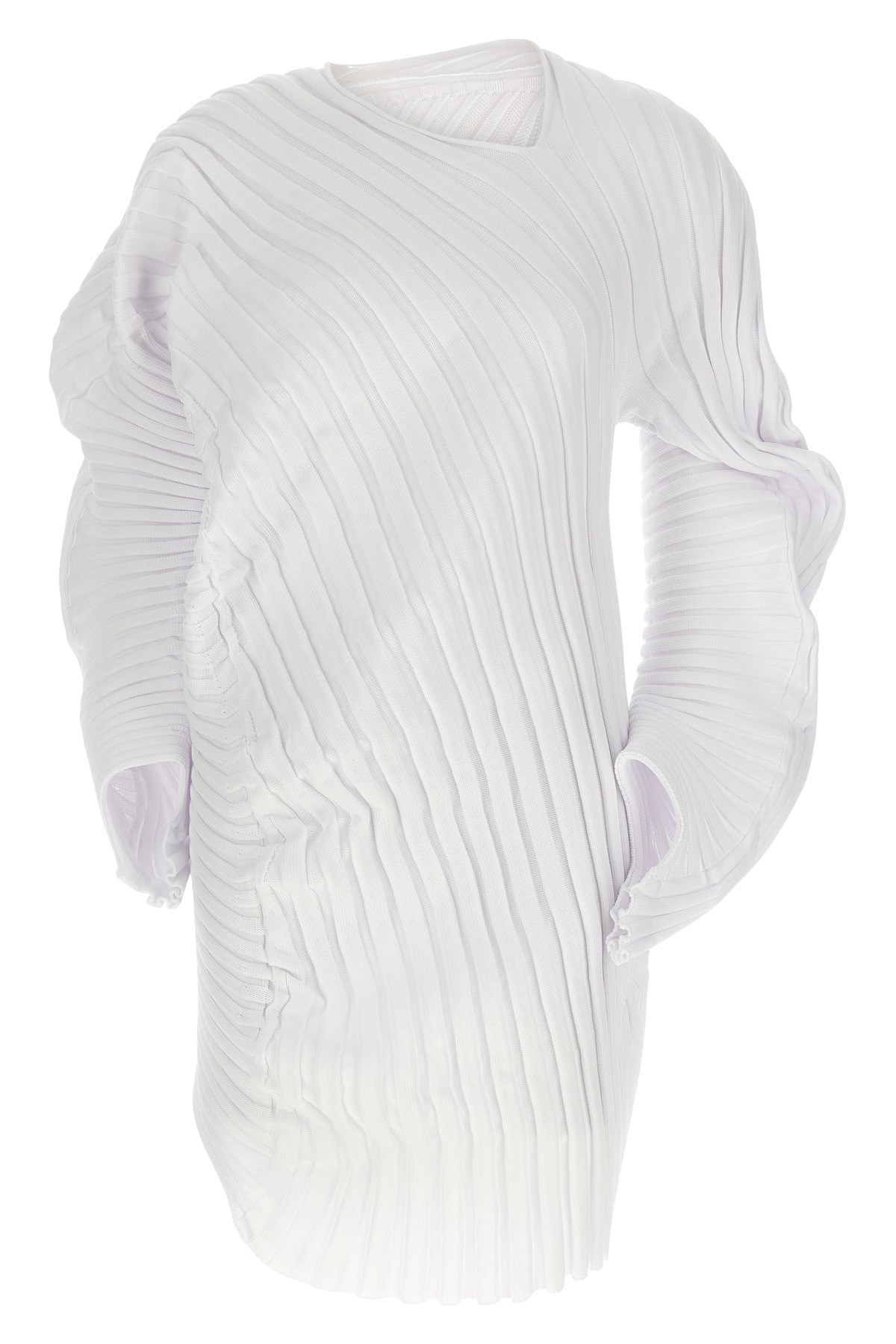 Issey Miyake Ribbed Asymmetrical Top In White