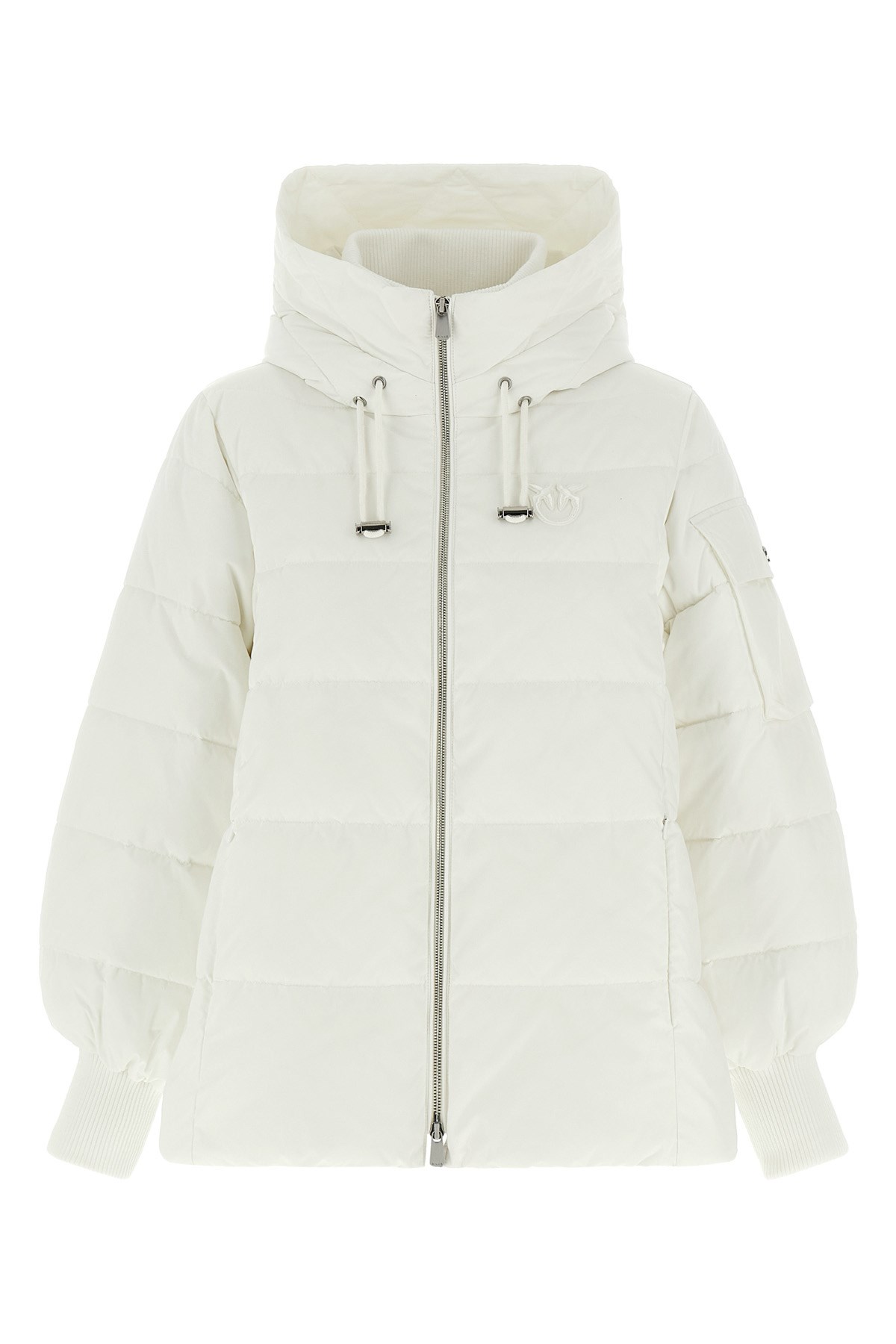 Pinko -line Down Jacket With Logo Patch In White