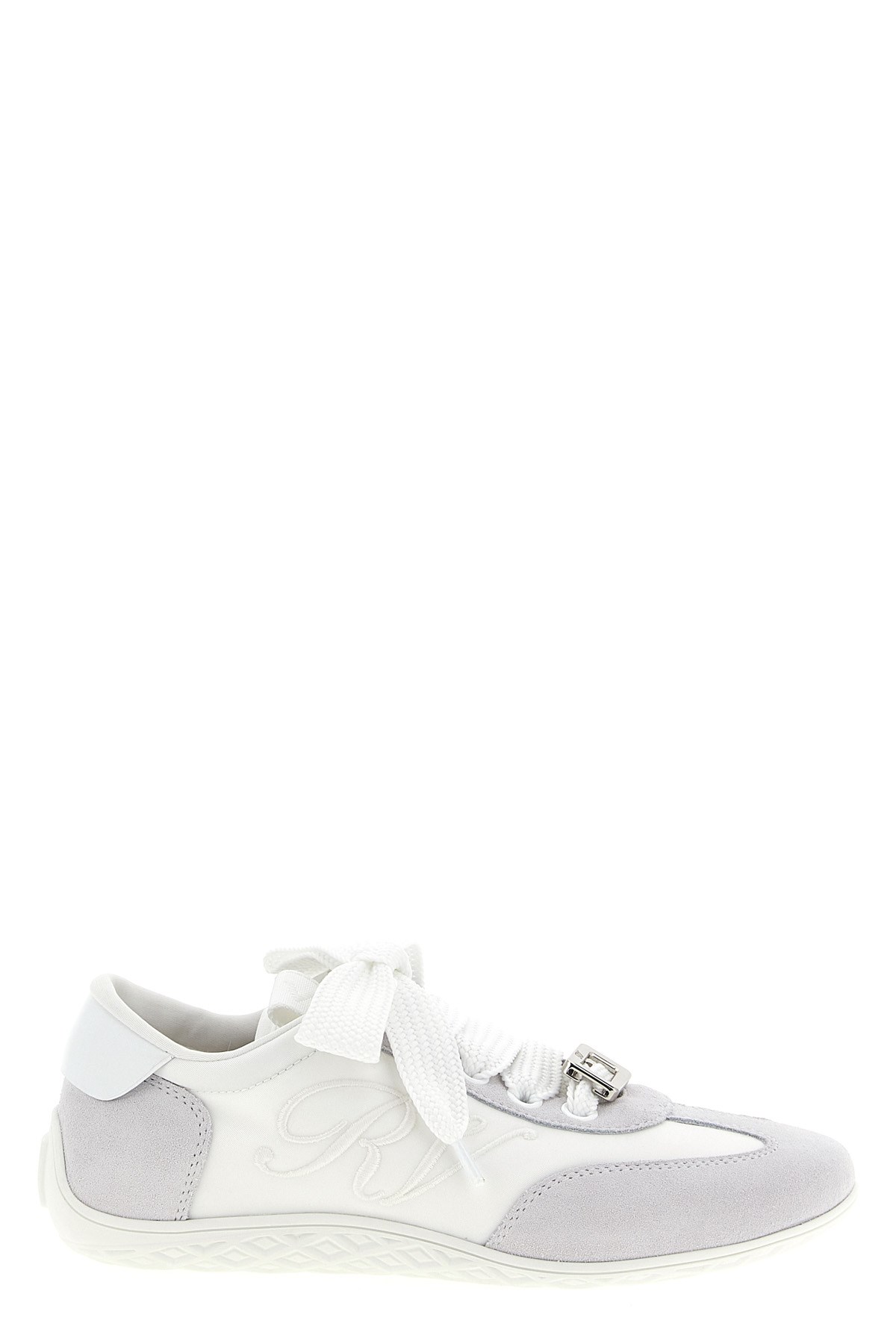 Roger Vivier Viv Suede-trimmed Canvas Sneakers In White