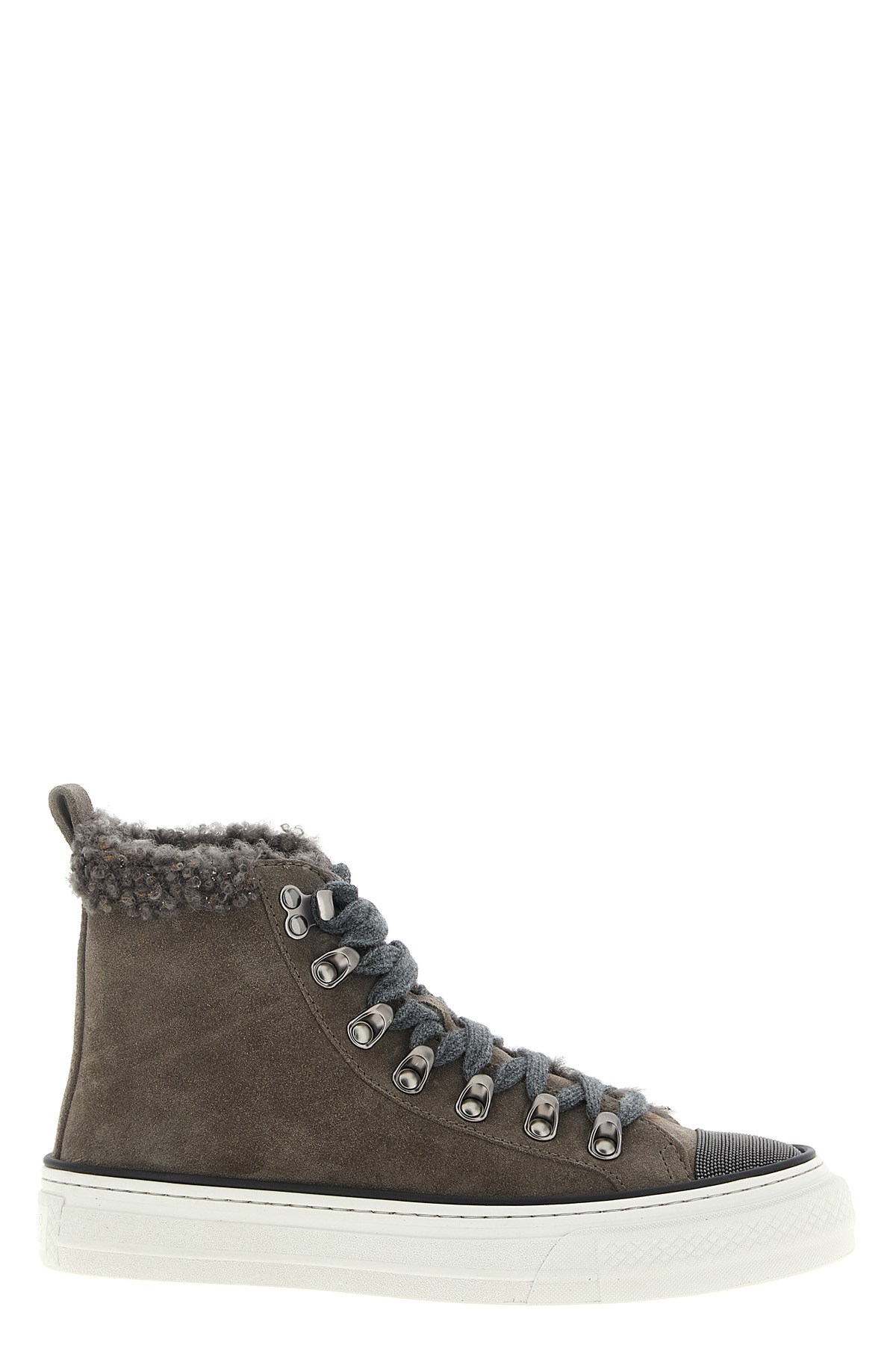 Brunello Cucinelli Precious Toe Sneakers In Gray