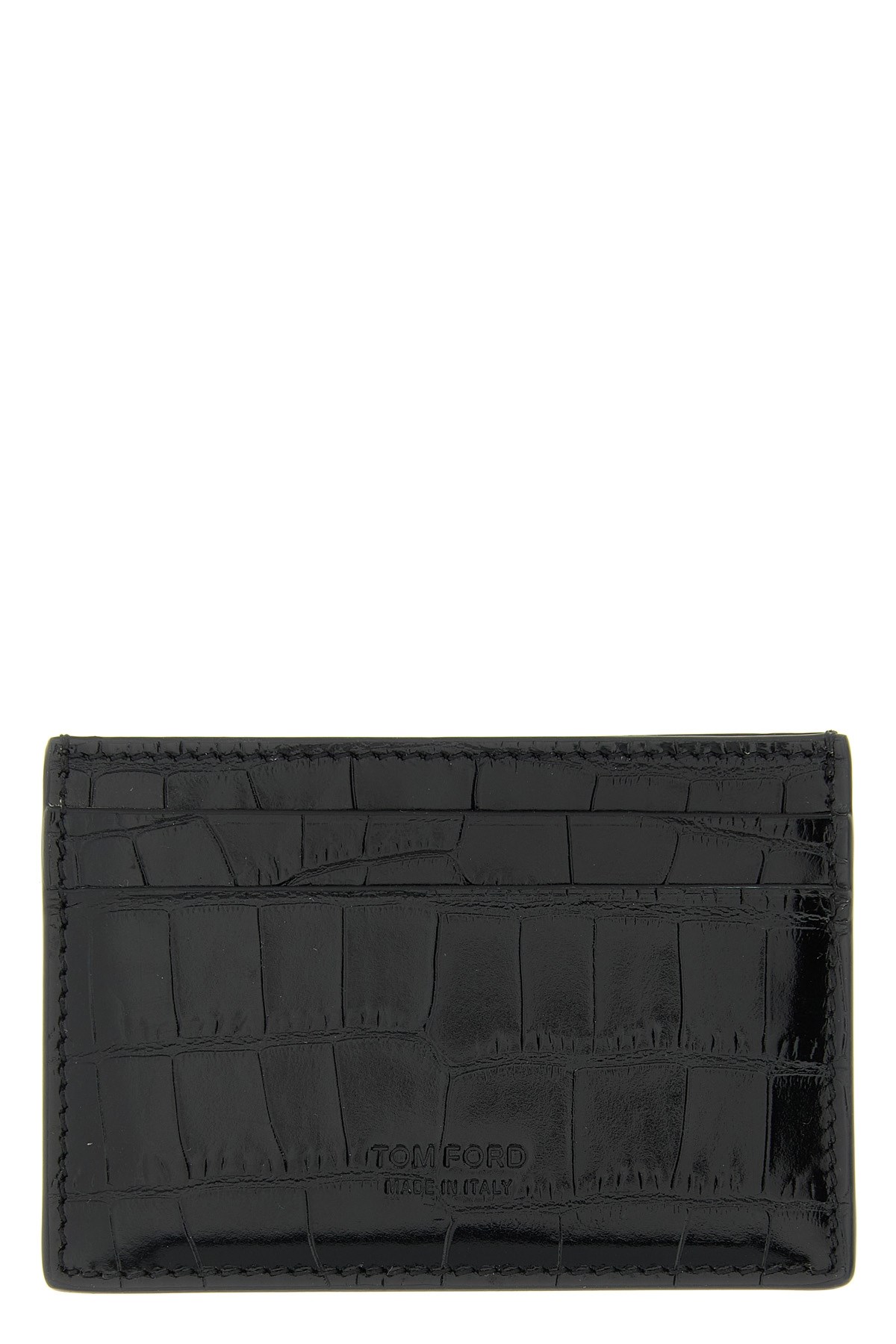 Tom Ford Crocodile-effect Card Holder In Black