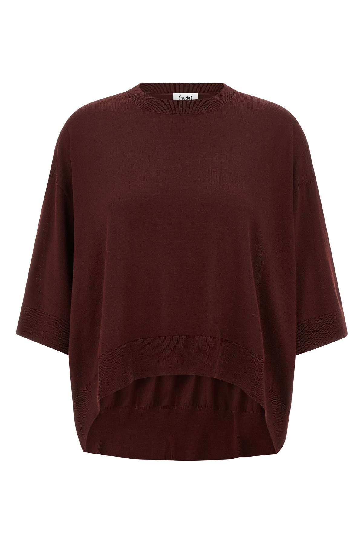 Nude Cropped Wool Sweater In Burgundy