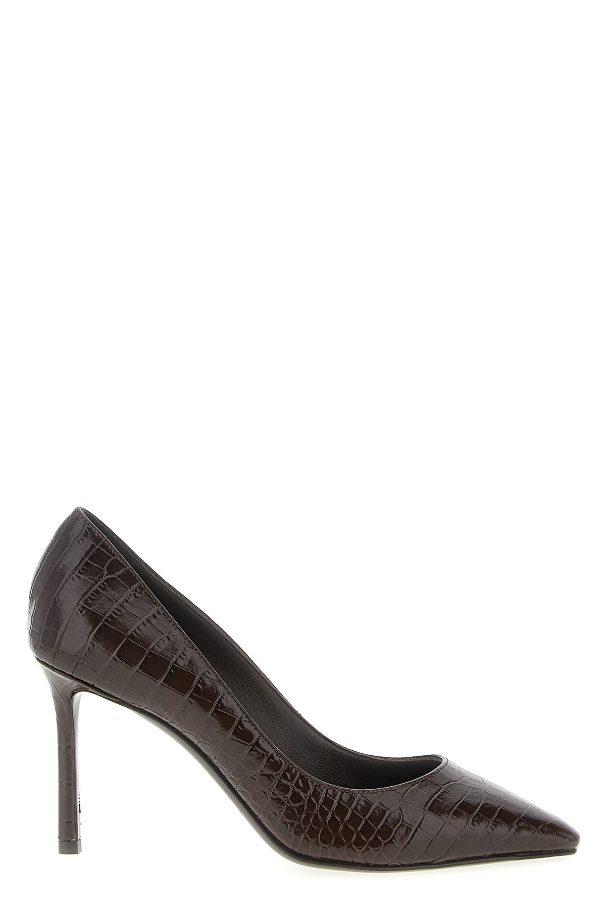 Jimmy Choo Women Romy 85 Leather Pumps With Croco Effect In Brown