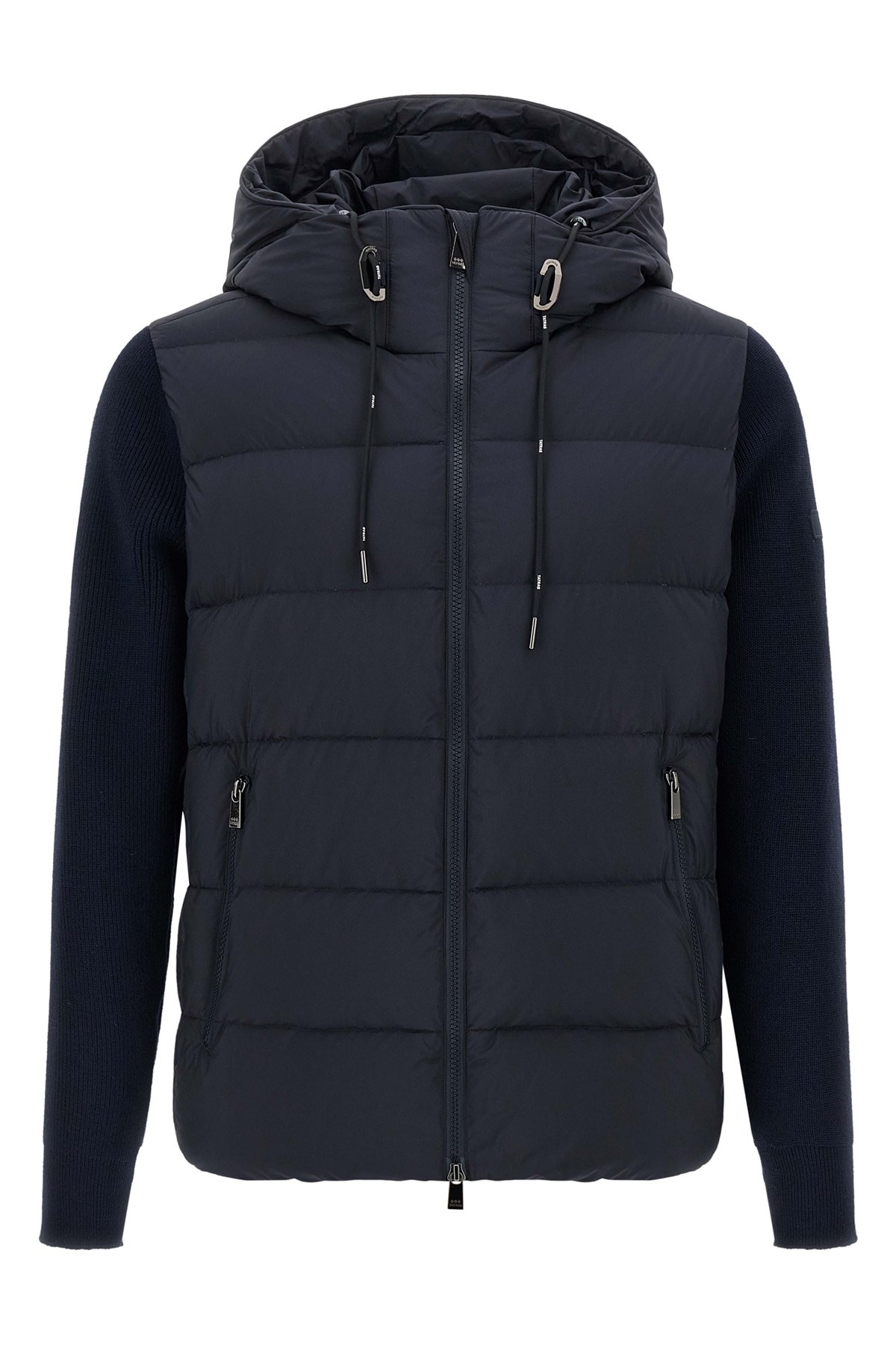 Tatras Keitie Black Down Jacket With Drawstring Hood And Logo Patch On The Side In Tech Fabric Man In Blue