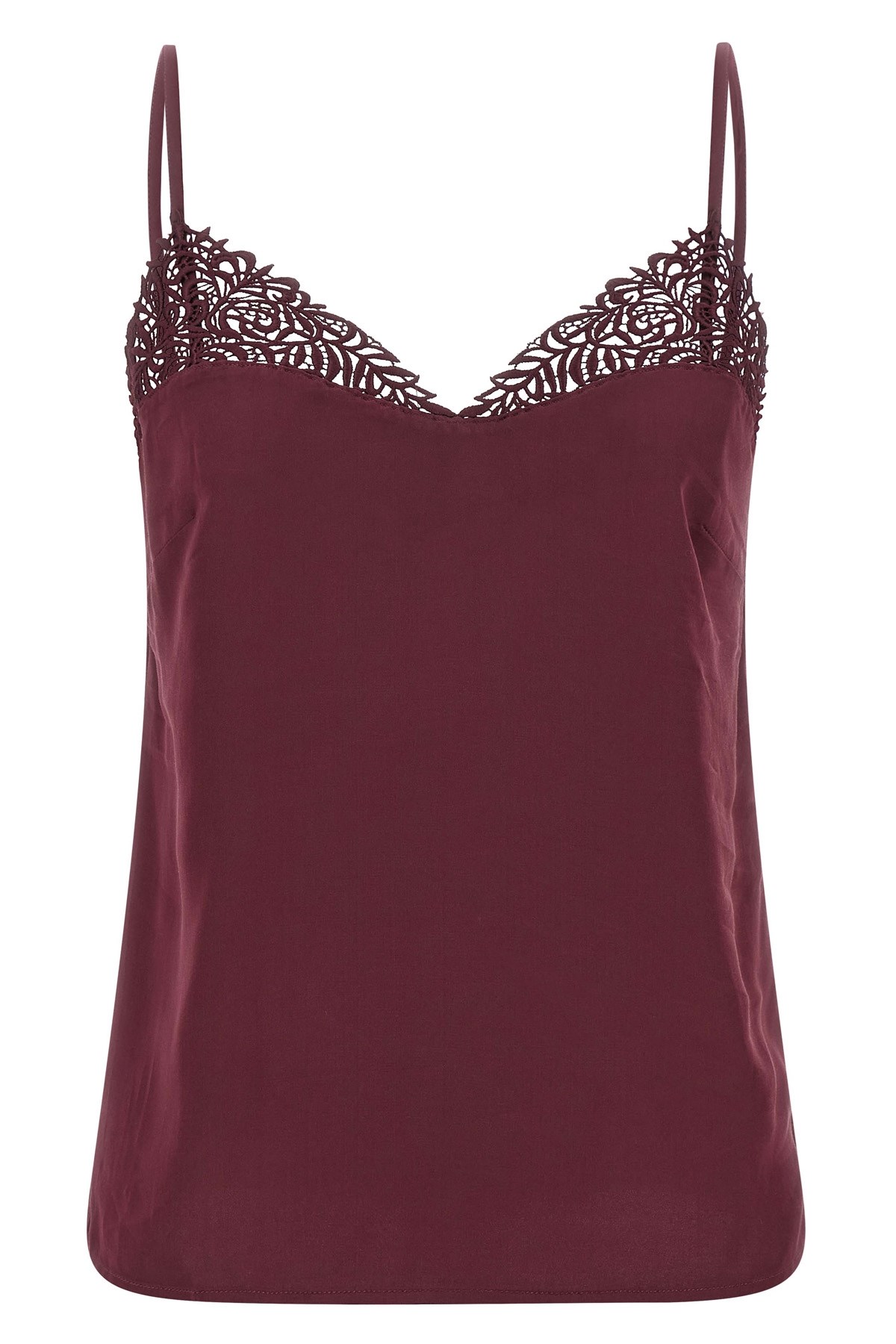 Twinset Satin Lace Top In Red