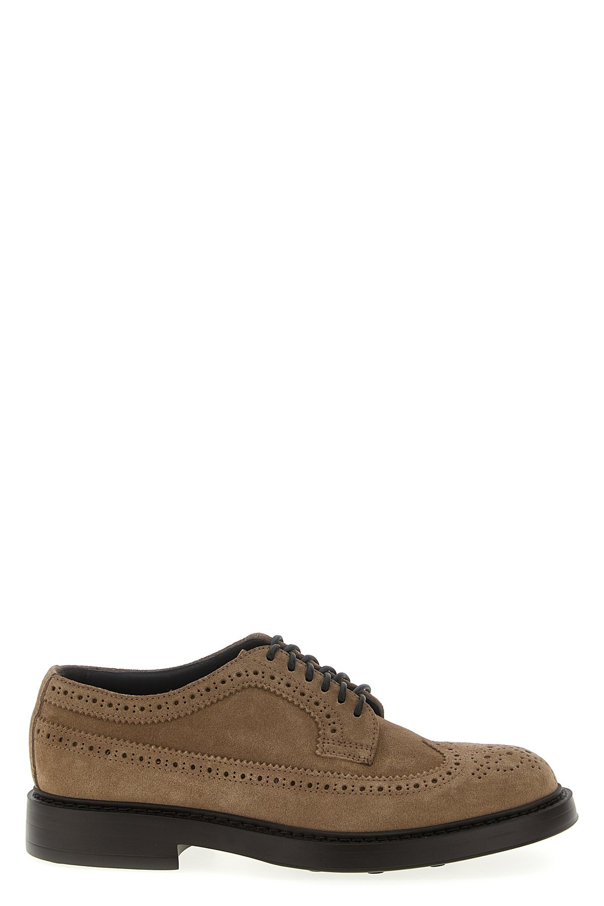 Doucal's Light Brown Suede Dovetail Lace-up. In Brown