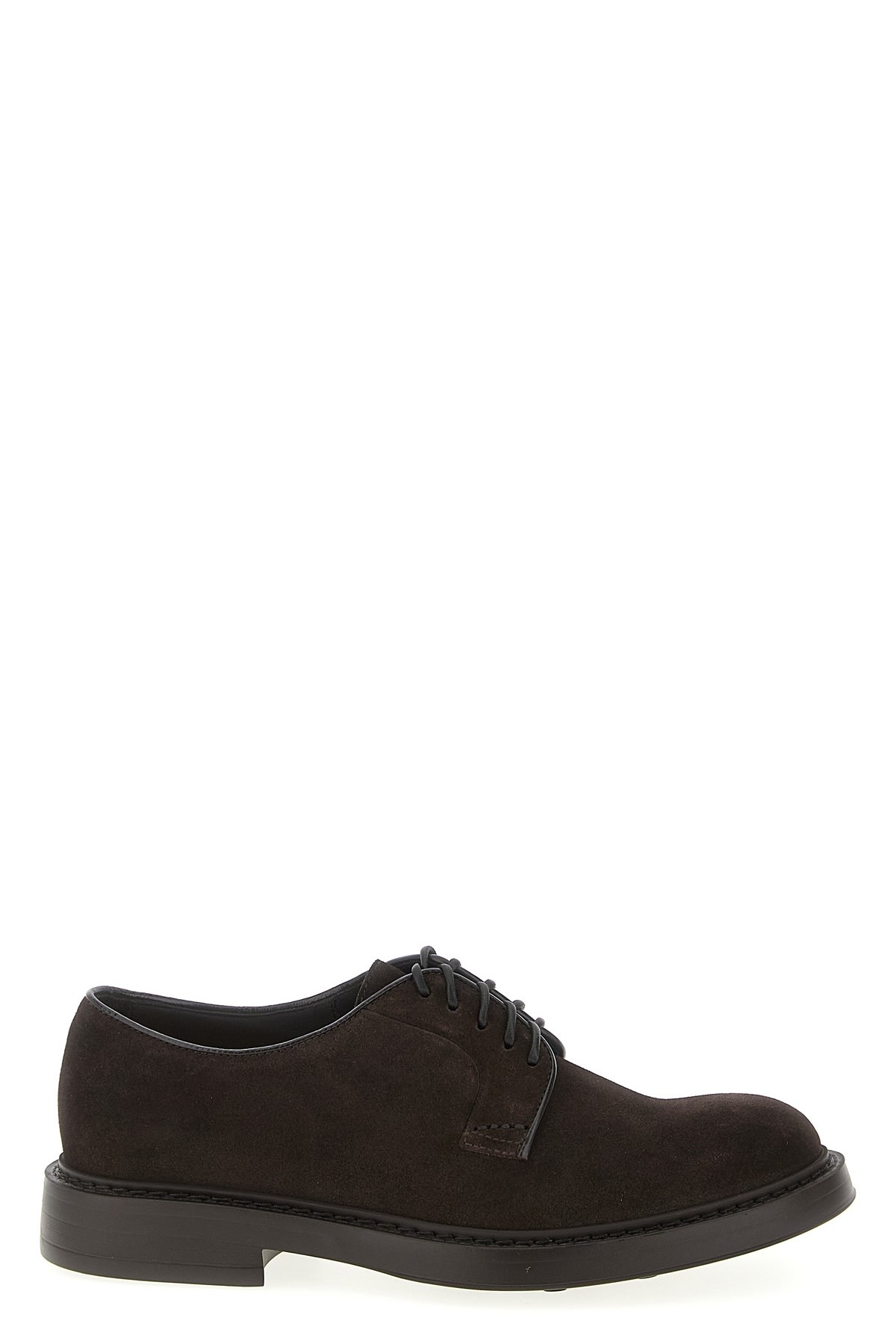 Doucal's Mink Suede Derby Lace-up Shoes In Brown