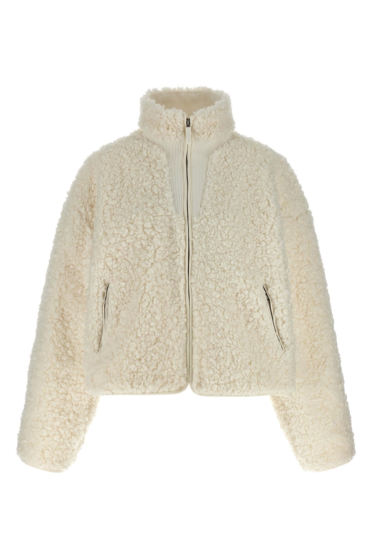 Entire Studios Teddy-effect Fabric Jacket With Ribbed Knit Details In Neutral