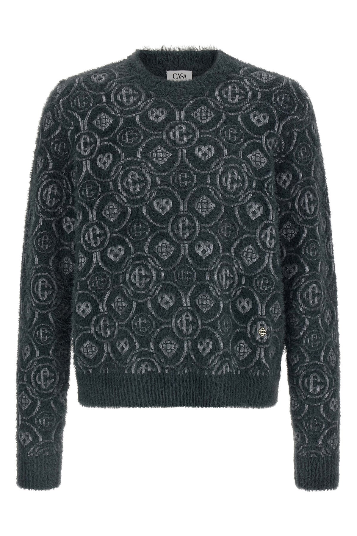Casablanca Fluffy Monogram Sweater In Gray