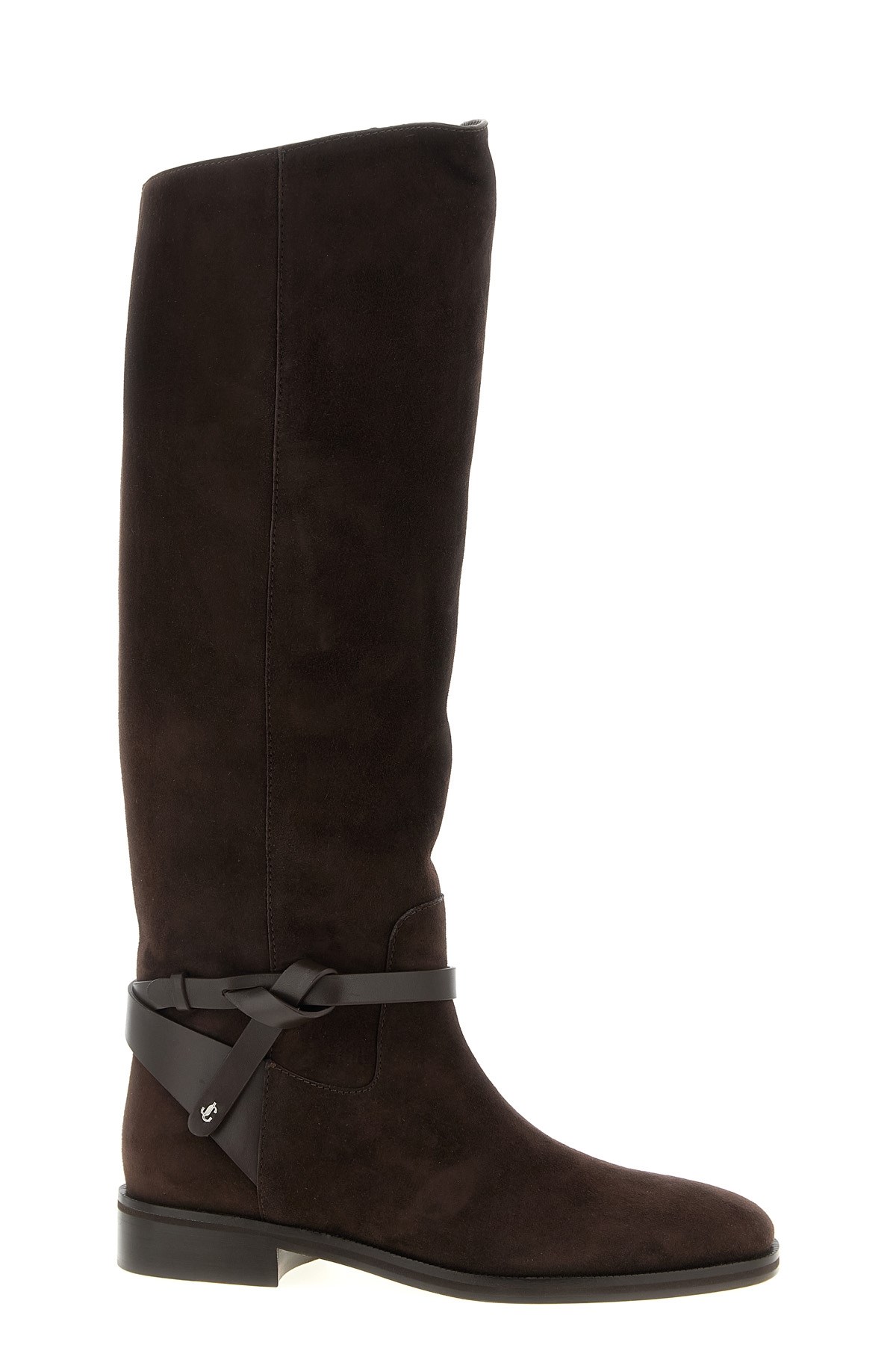 Jimmy Choo Lawton Leather-trimmed Suede Knee Boots In Brown
