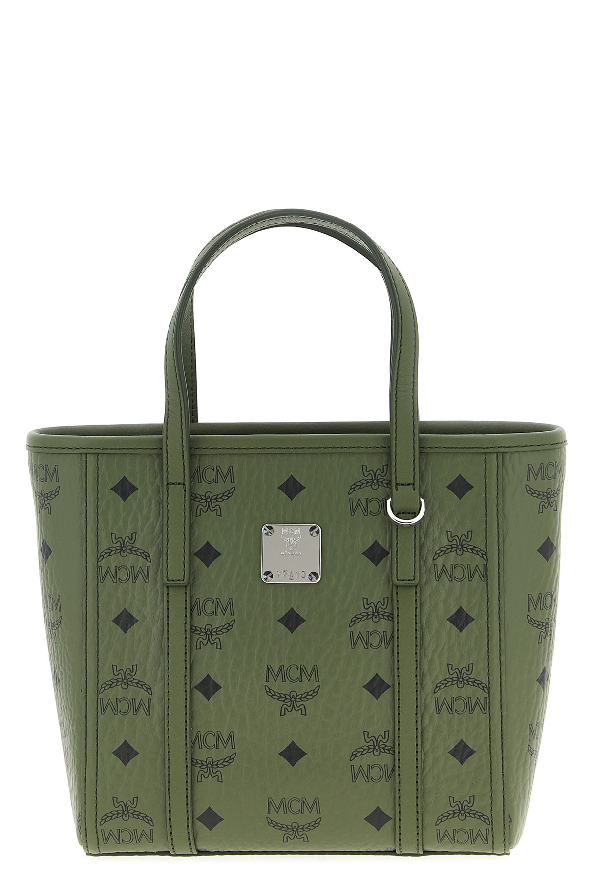 Mcm Mini Toni Visetos-monogram Top-zip Tote Bag In Green